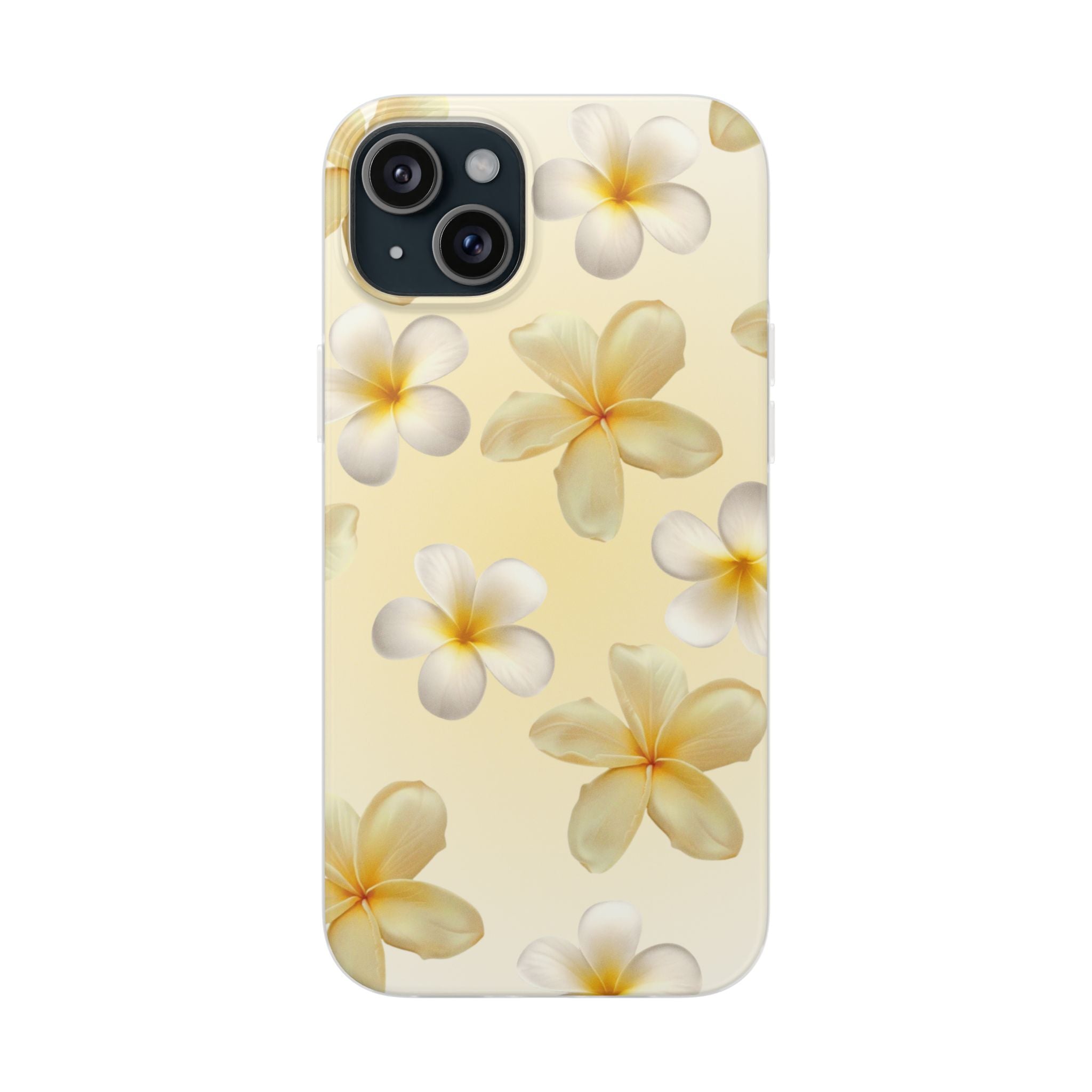 Plumeria Floral Flexi Phone Case — Tropical Yellow Flower Protective Cover