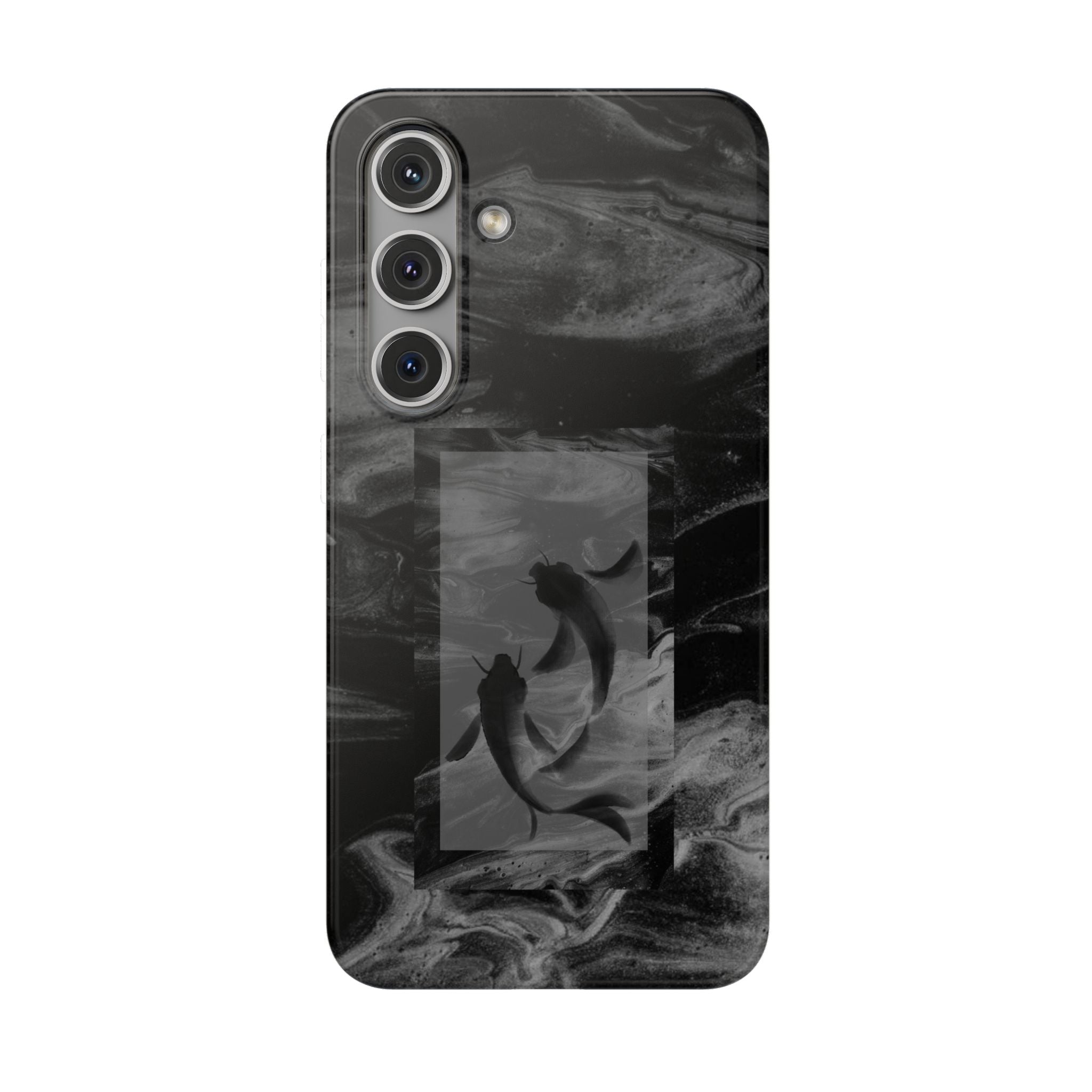 Black Koi Phone Case — Minimalist Monochrome Fish Design