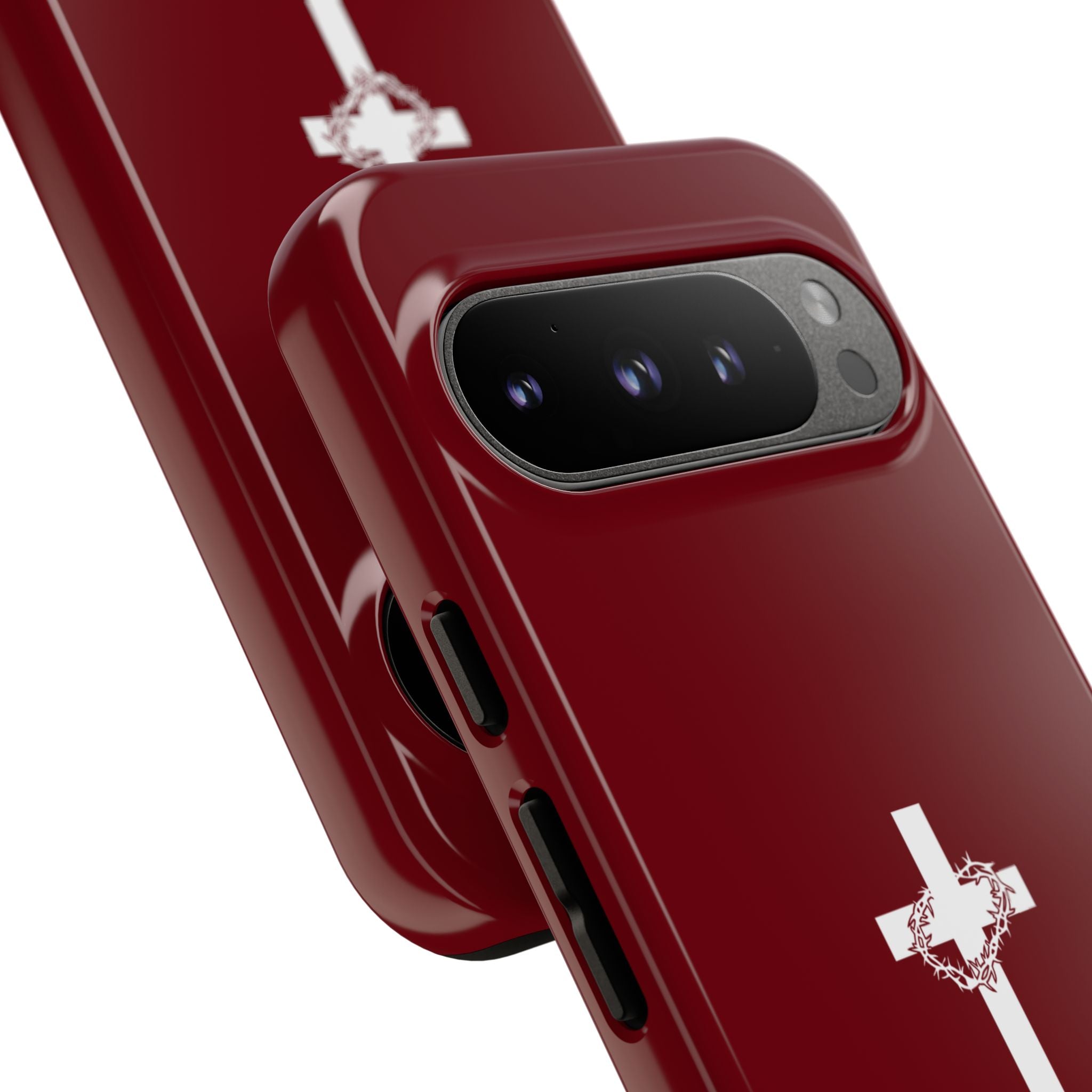 God's Plan — Christian Tough Phone Case | Cross Faith Burgundy Cover