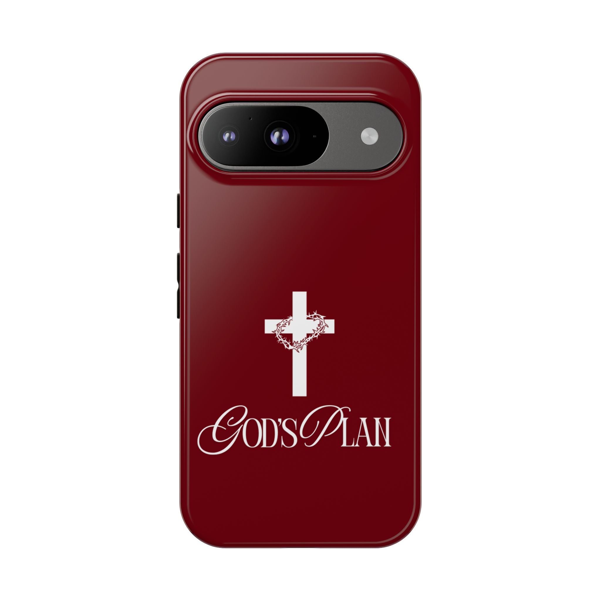 God's Plan — Christian Tough Phone Case | Cross Faith Burgundy Cover