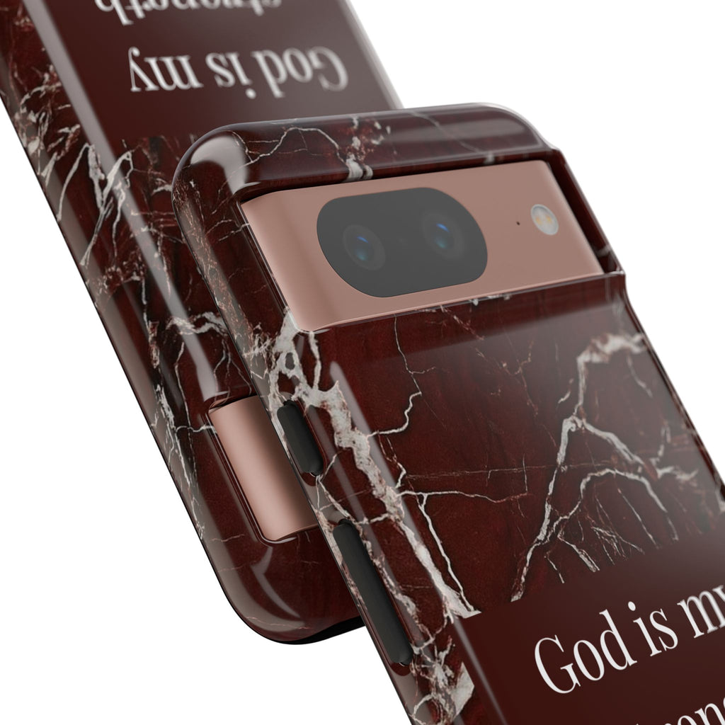 God Is My Strength — Psalm 73:26 Christian Tough Phone Case | Marble Faith Cover