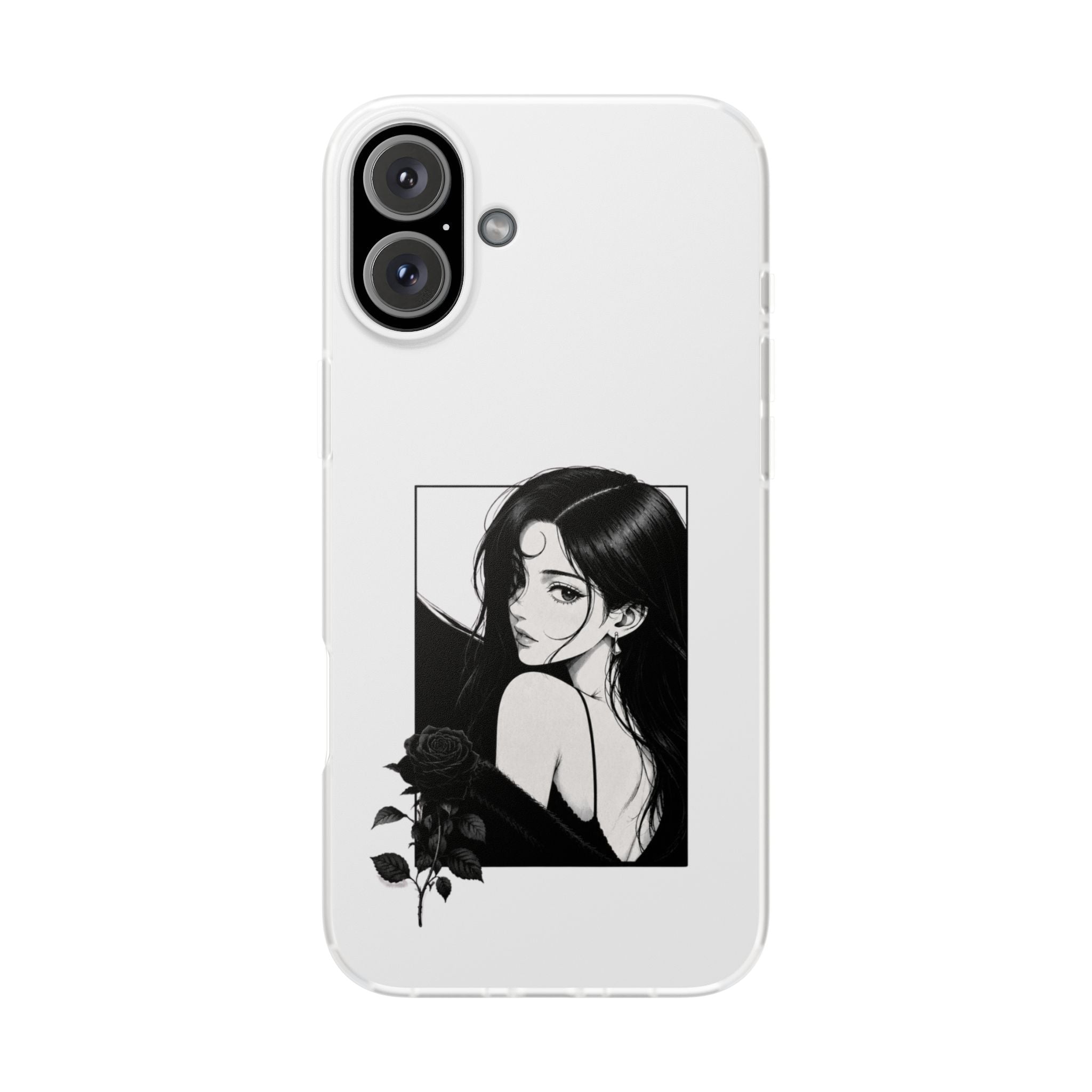 Anime Girl Noir Black Rose Illustration Flexi Case