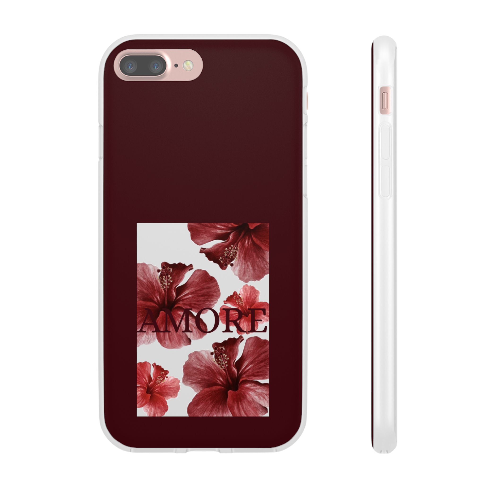 Floral Amore Phone Case — Burgundy Hibiscus Flexible Protection