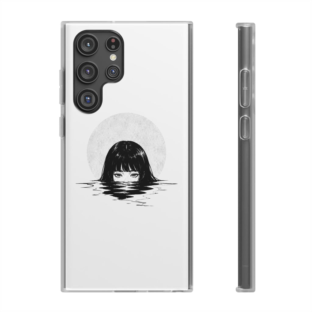 Minimalist Creepy Girl Moon Design