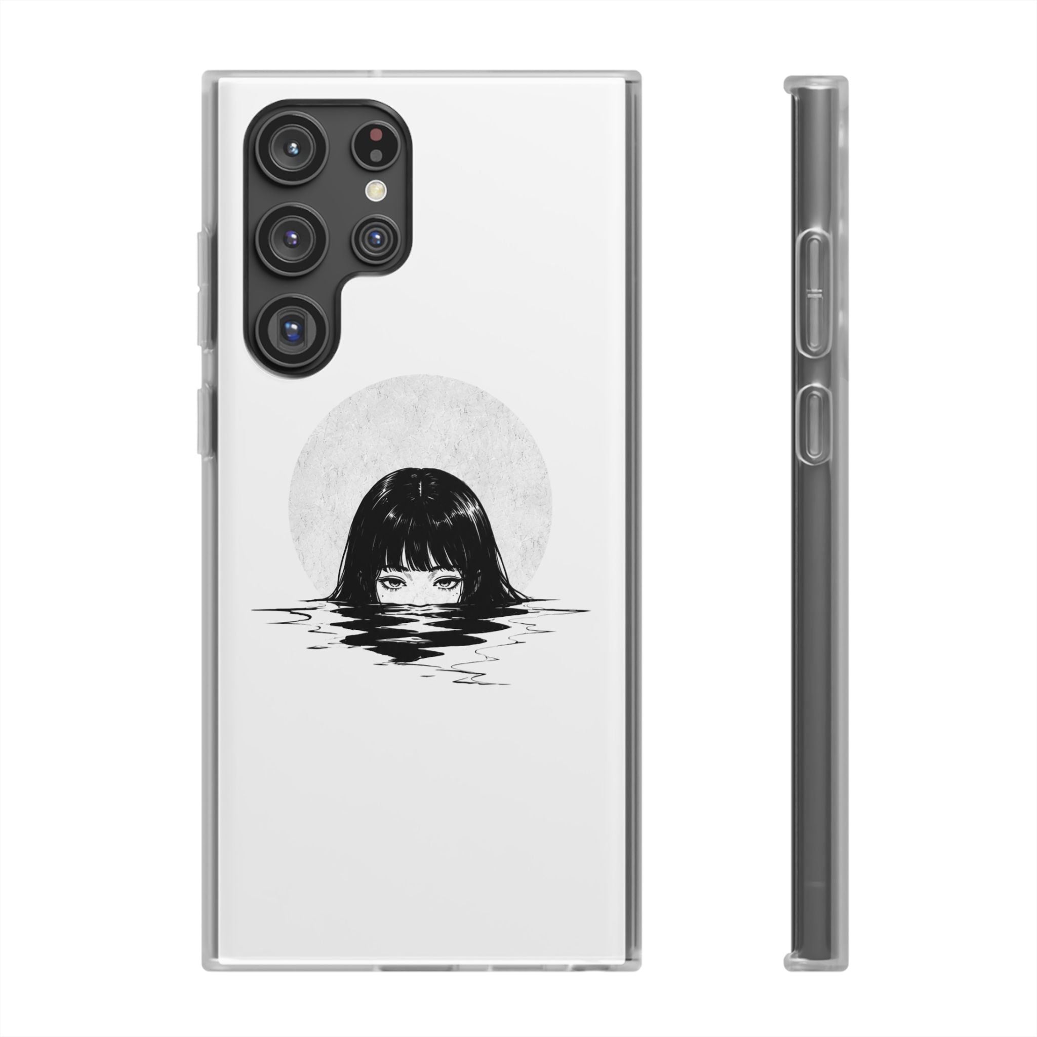 Minimalist Creepy Girl Moon Design