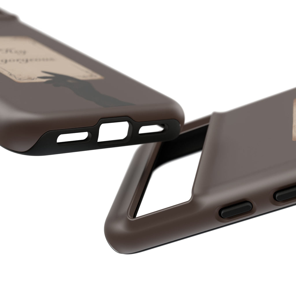 Hey Gorgeous Phone Case — Brown Lip Print & Shadow Hand Protective Cover