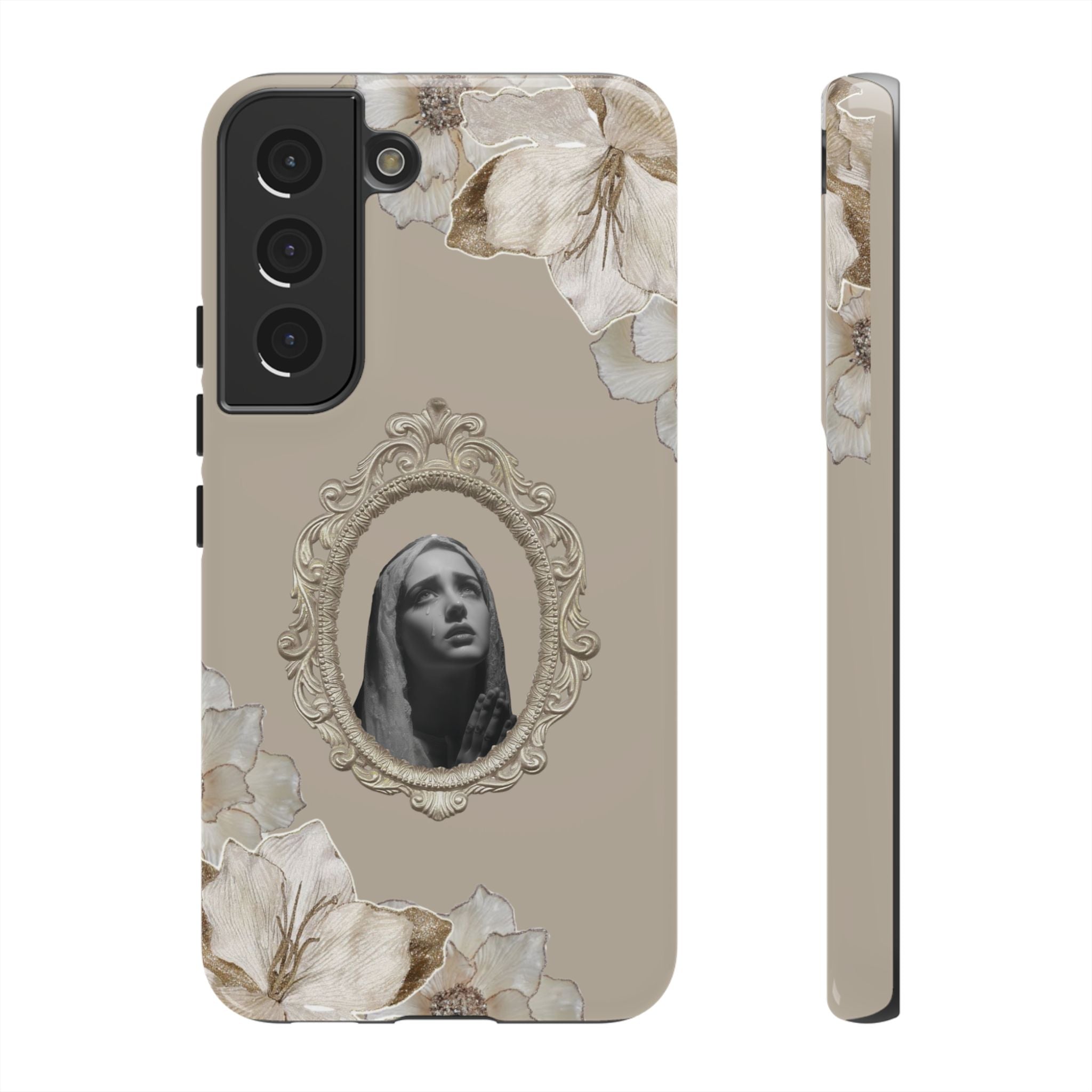 Vintage Floral Phone Case with Sacred Madonna Portrait