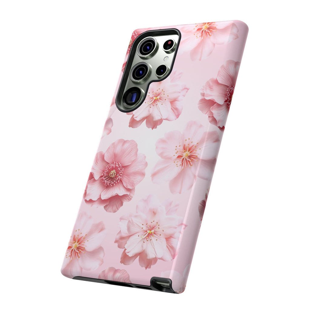 Pink Floral Tough Phone Case — Protective Sakura Blossom Design