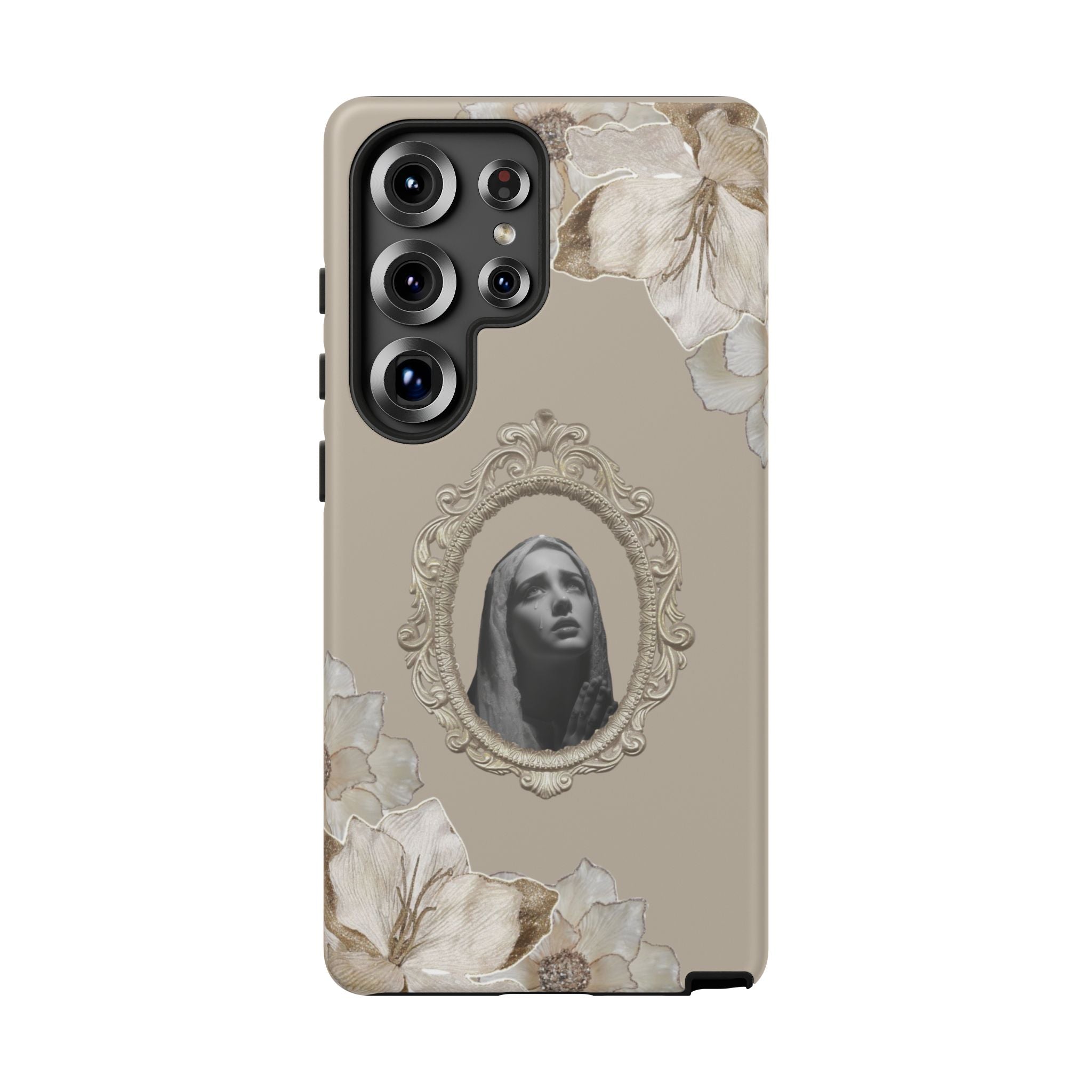 Vintage Floral Phone Case with Sacred Madonna Portrait