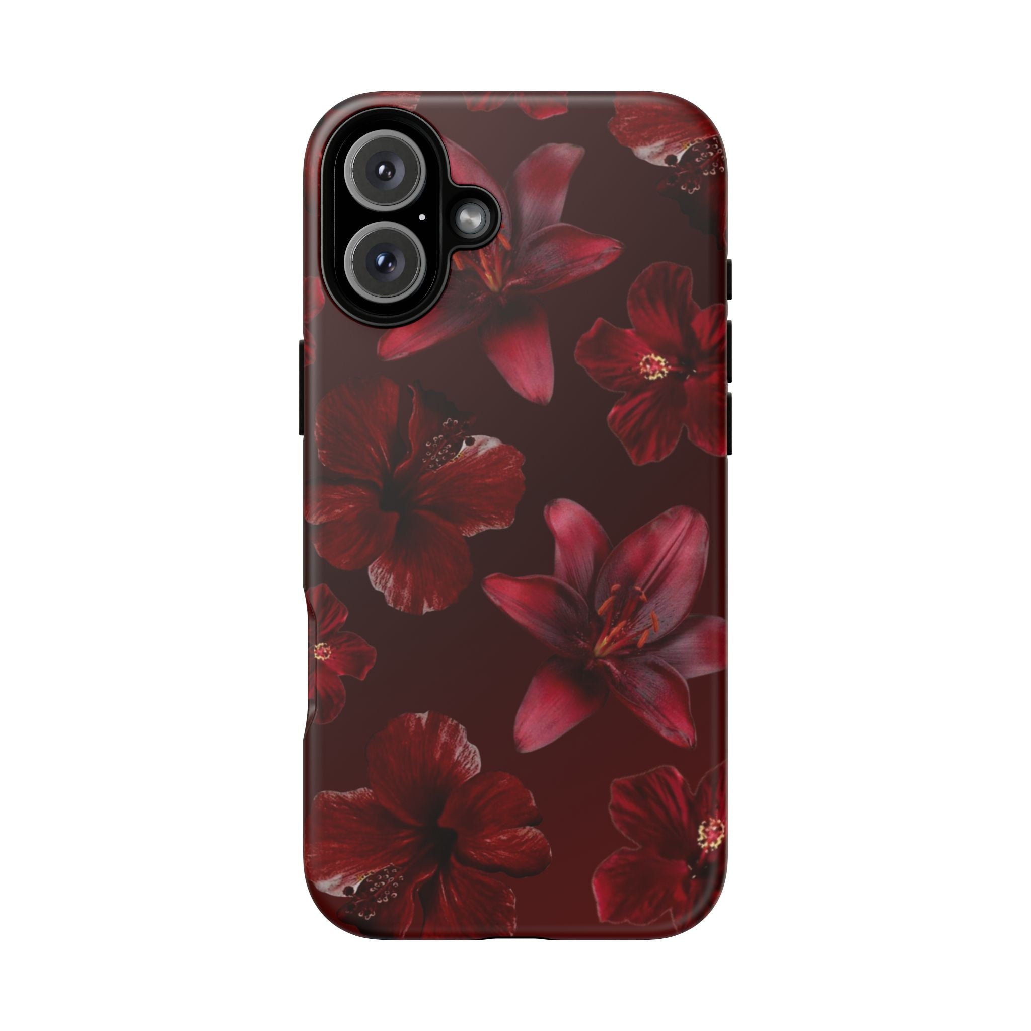 Tough Cases - Dark Red Floral Phone Case
