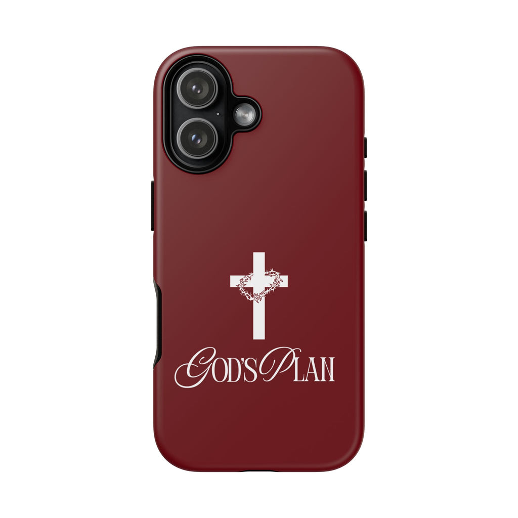 God's Plan — Christian Tough Phone Case | Cross Faith Burgundy Cover