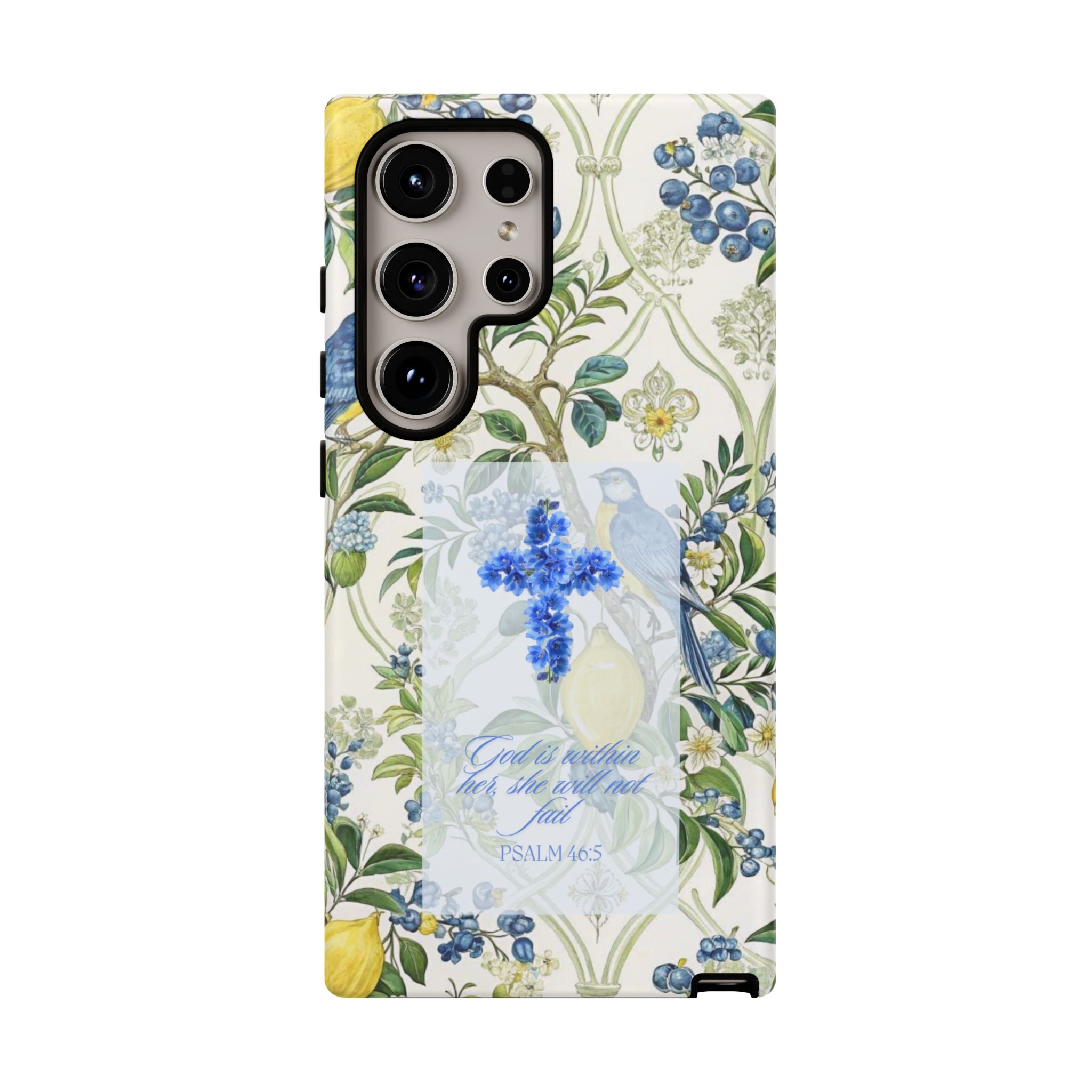 Floral Cross Tough Phone Case — Psalms Blessing Protective Cover