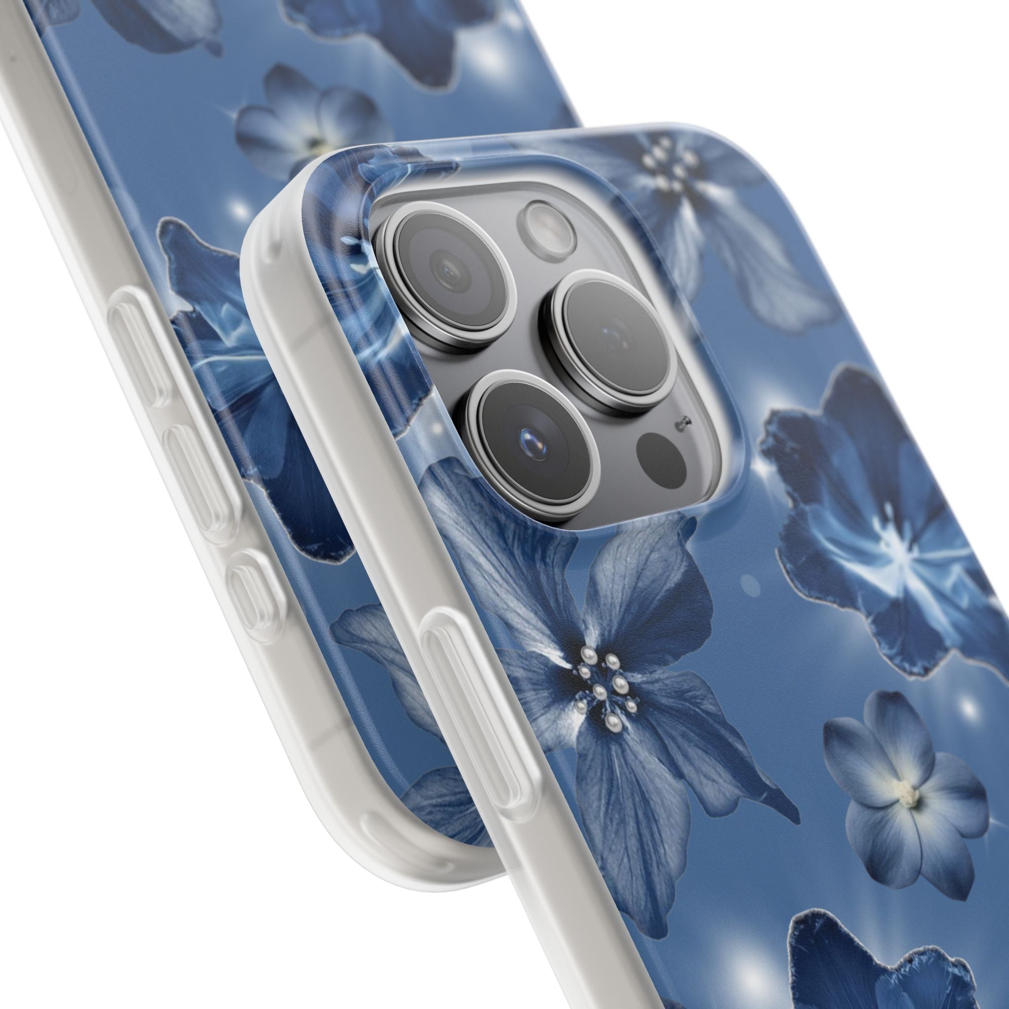Blue Floral Phone Case — Soft Blue Blossoms Pattern for iPhone