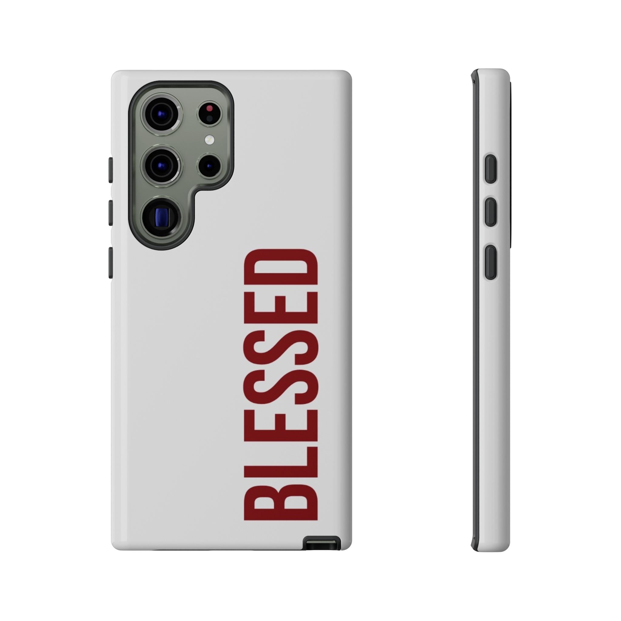 Blessed Vertical Phone Case — Protective Slim iPhone Cover with Red 'BLESSED' Text