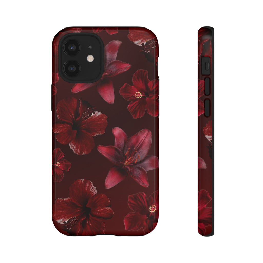 Tough Cases - Dark Red Floral Phone Case