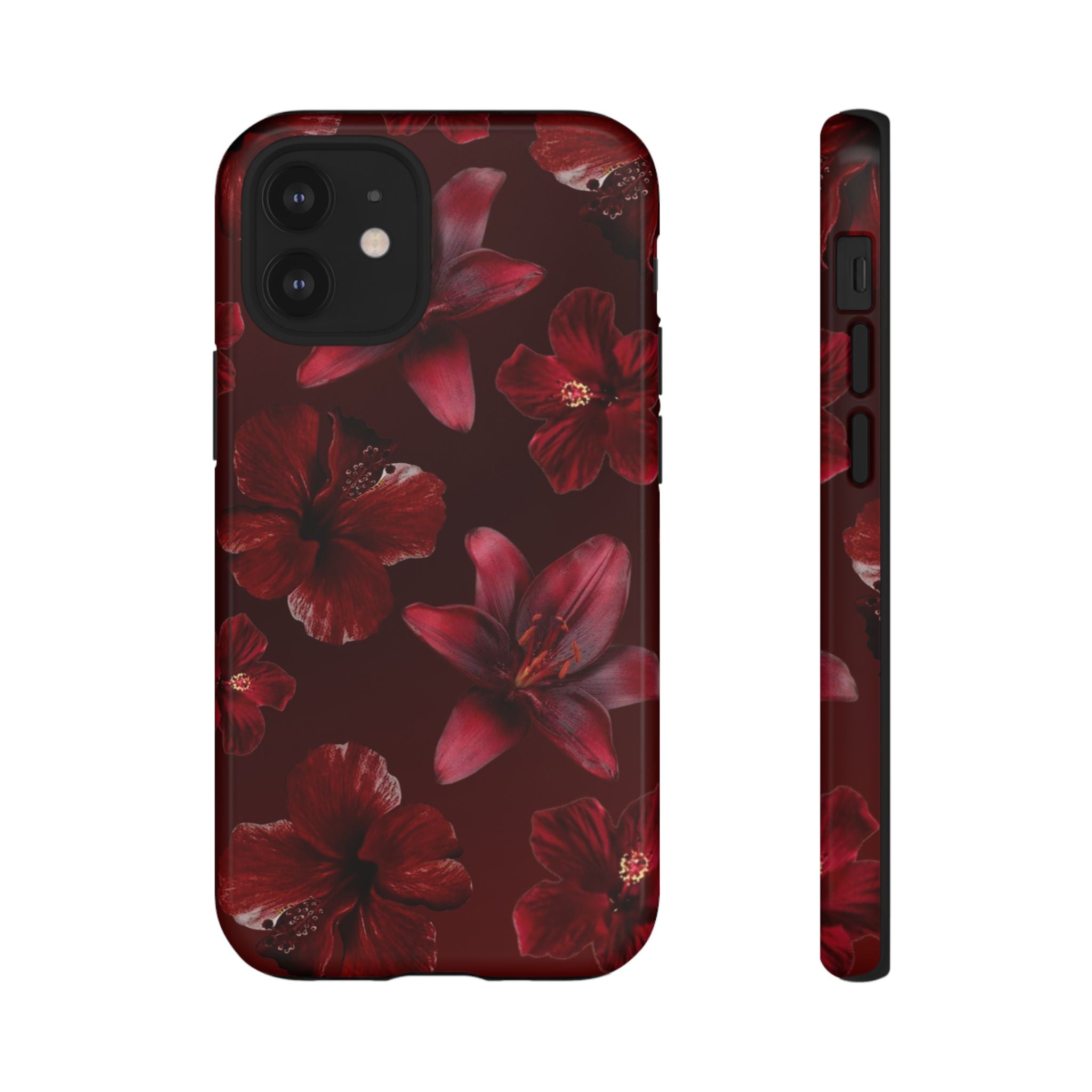Tough Cases - Dark Red Floral Phone Case
