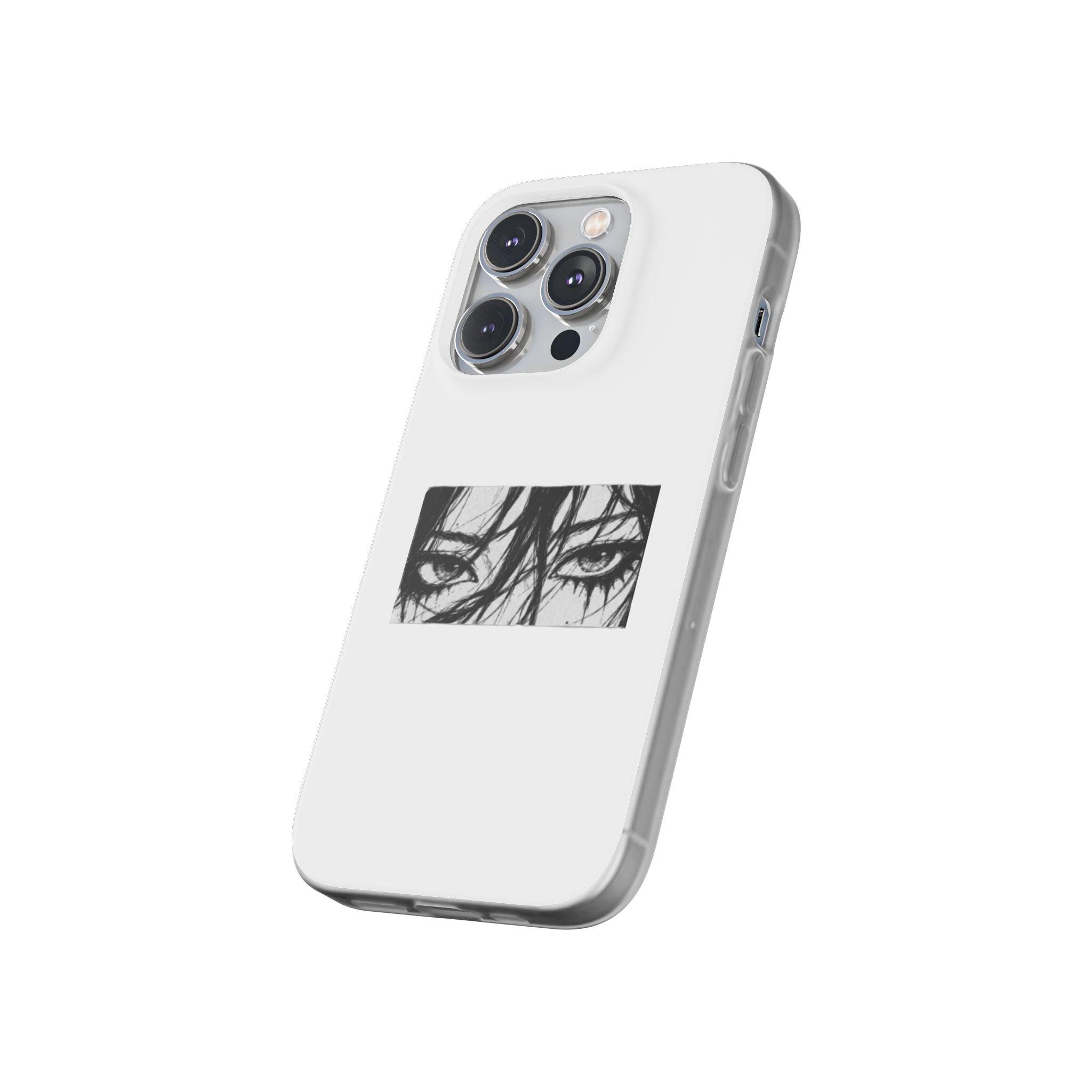 Anime Eyes Illustration Phone Case - Moody Black & White Flexi Case
