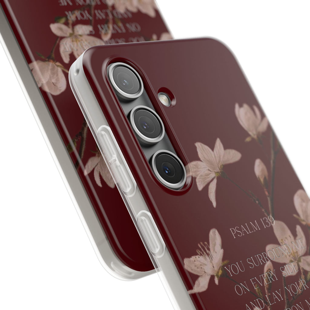 Floral Psalm Phone Case — Psalm 139 Scripture Cherry Blossom iPhone Cover