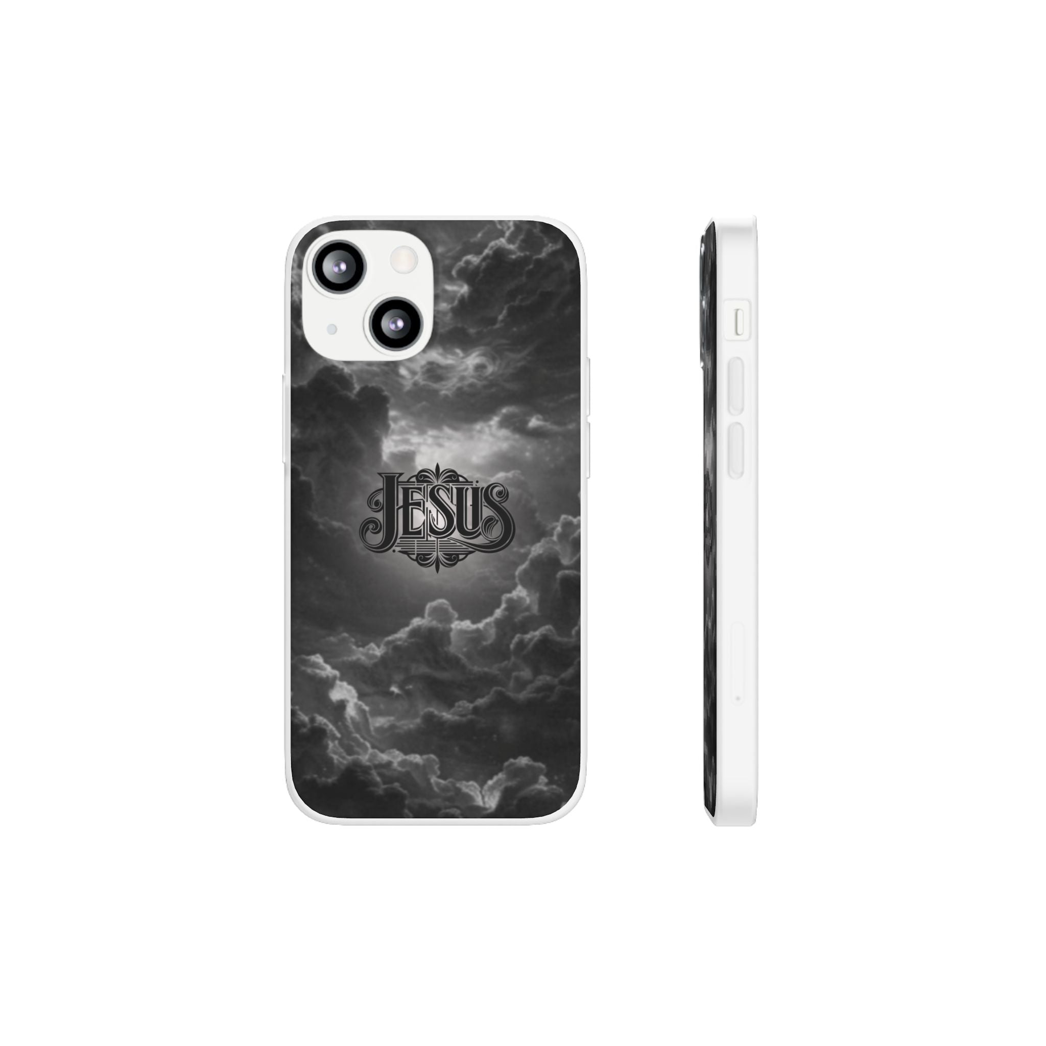 Jesus Cloud Phone Case — Faith-Inspired Flexi Case with 'Jesus' Script