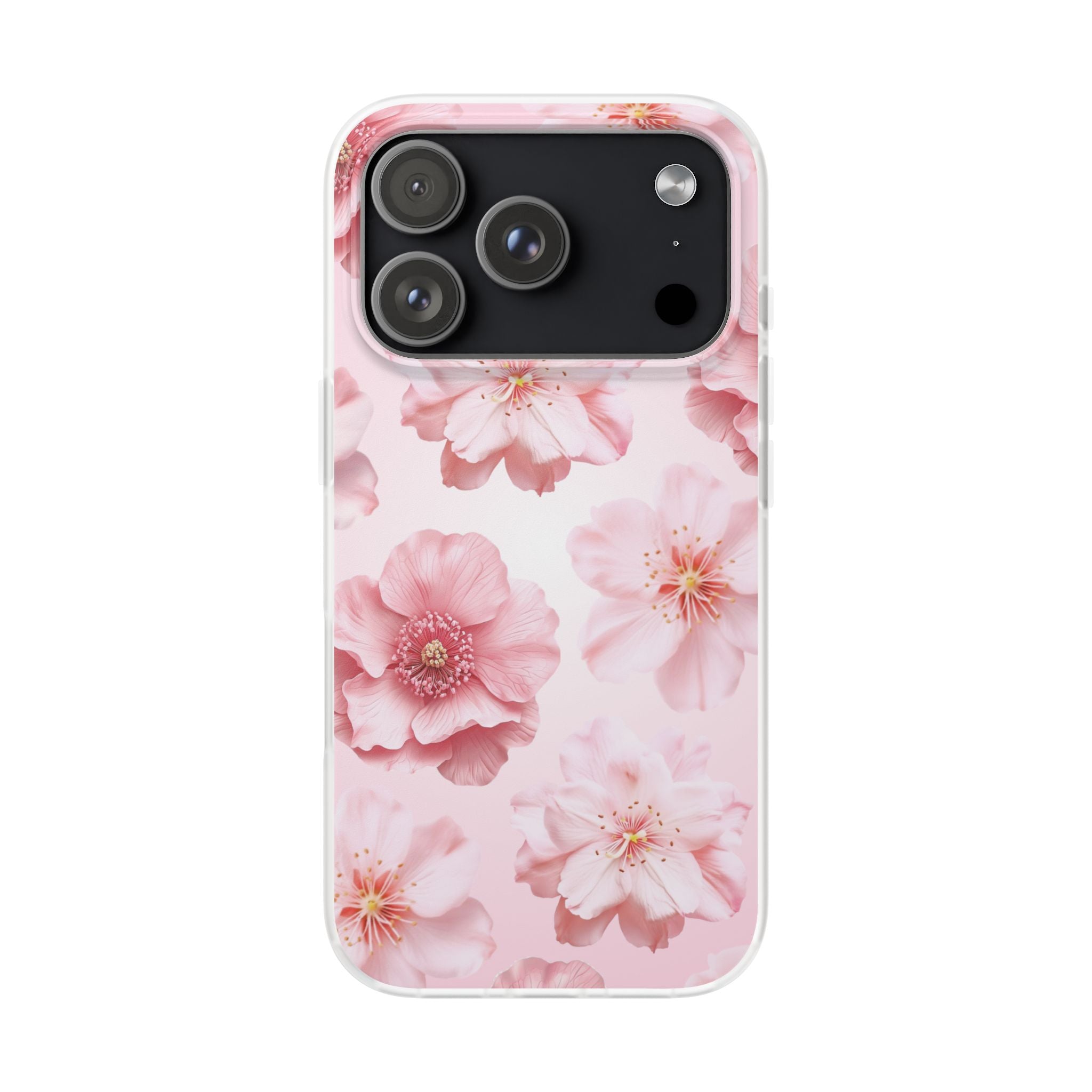 Pink Cherry Blossom Phone Case — Floral Slim Flexi Case for iPhone