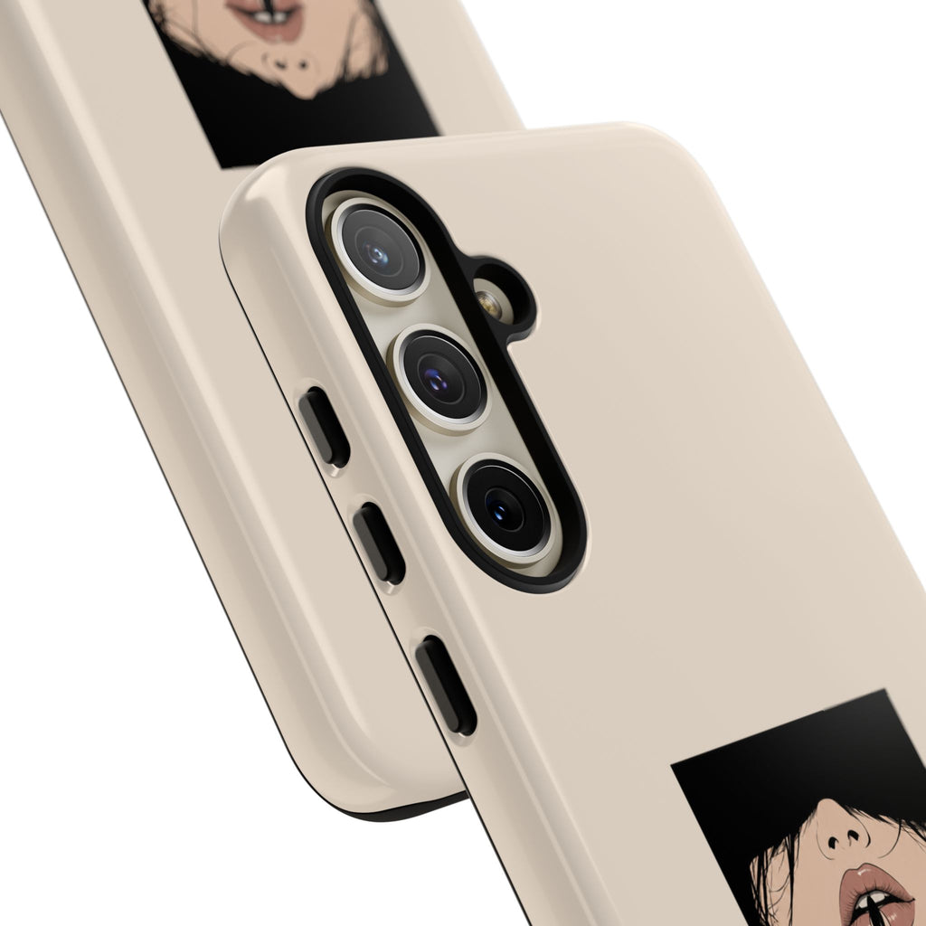 Minimal Anime Girl Shh Design, Edgy Aesthetic Protective Cover