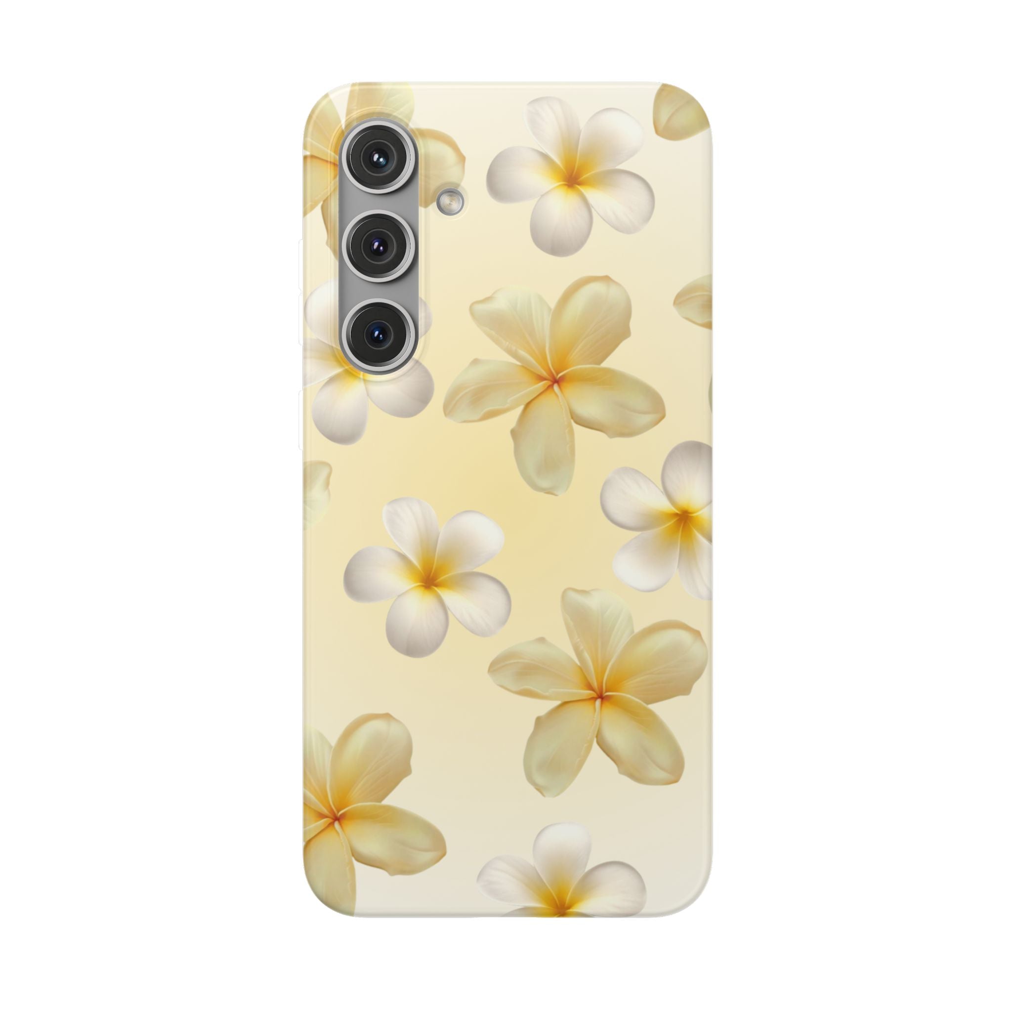 Plumeria Floral Flexi Phone Case — Tropical Yellow Flower Protective Cover
