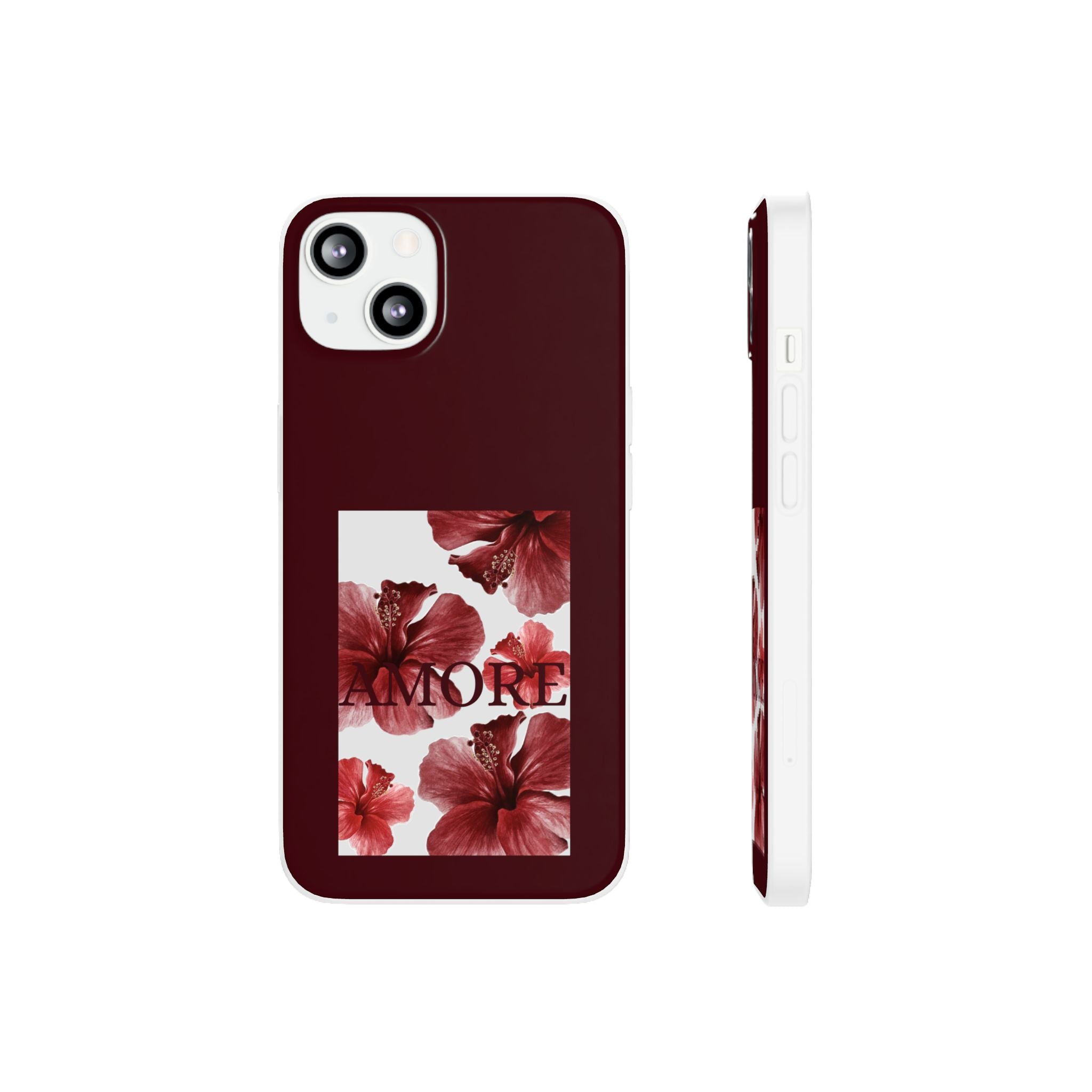 Floral Amore Phone Case — Burgundy Hibiscus Flexible Protection