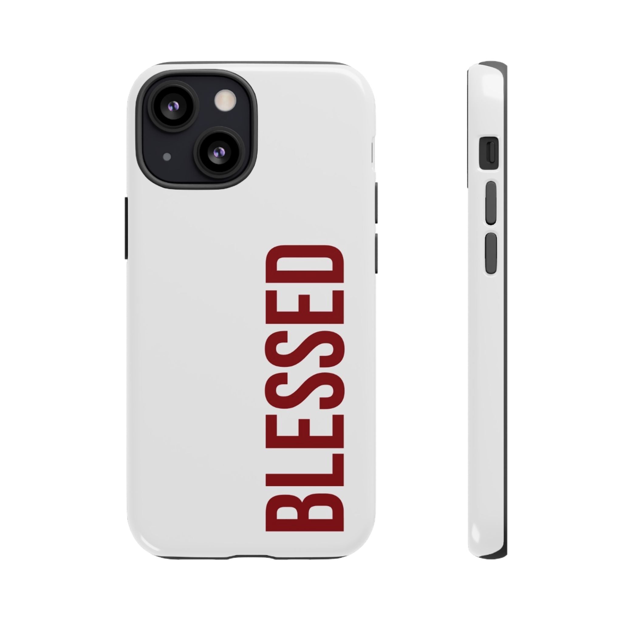 Blessed Vertical Phone Case — Protective Slim iPhone Cover with Red 'BLESSED' Text