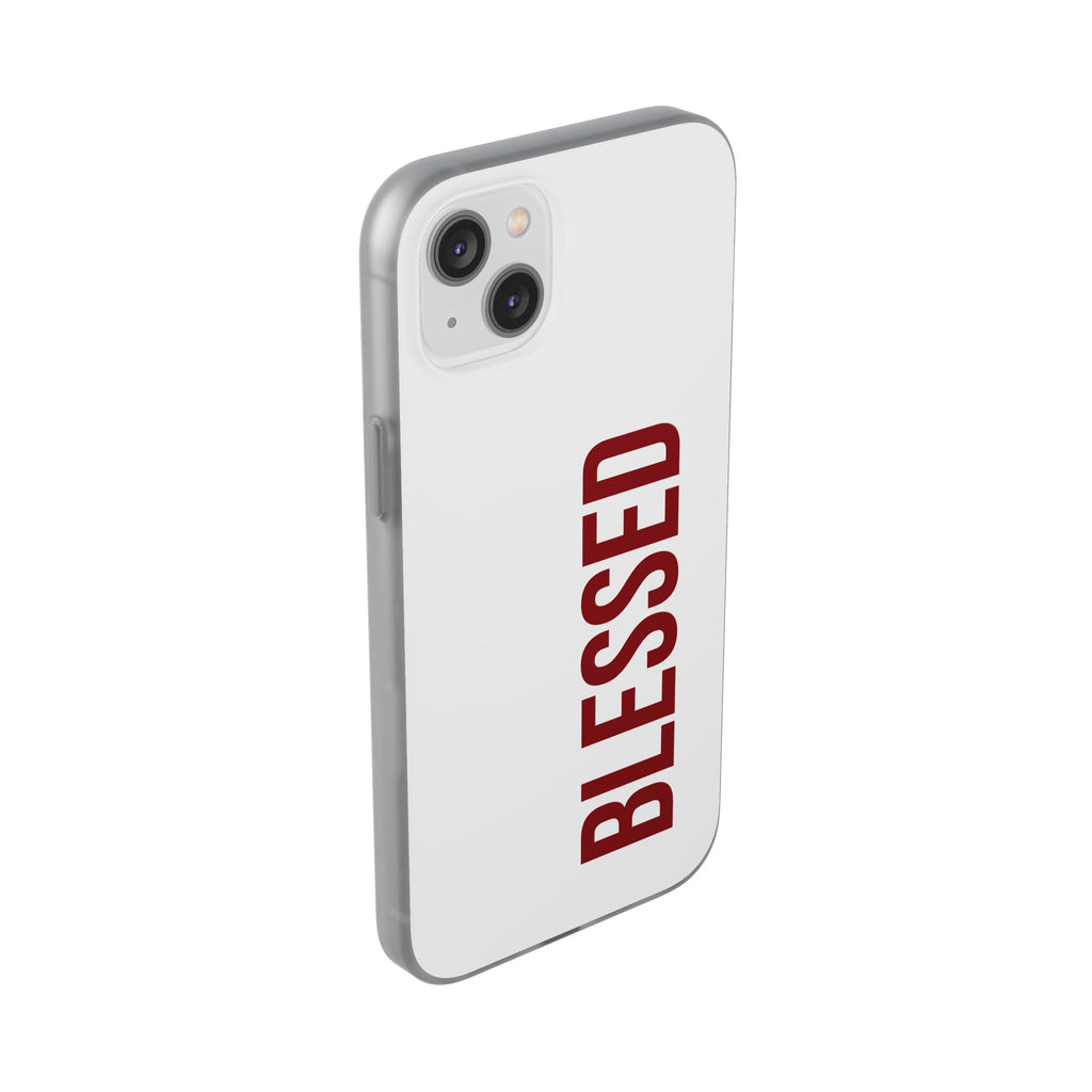Blessed Phone Case — Vertical Red Typography Clear Flexi Case