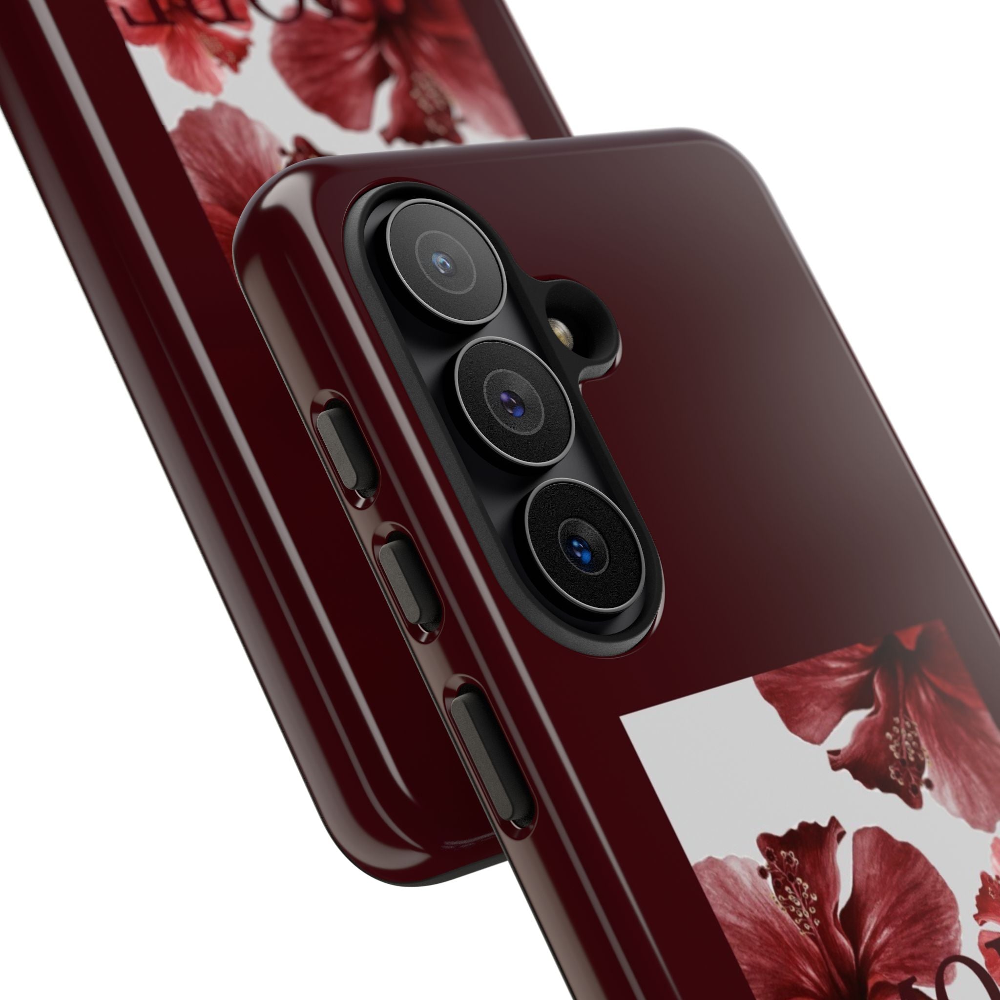 Amore Floral Phone Case — Burgundy Tough Protective Cover