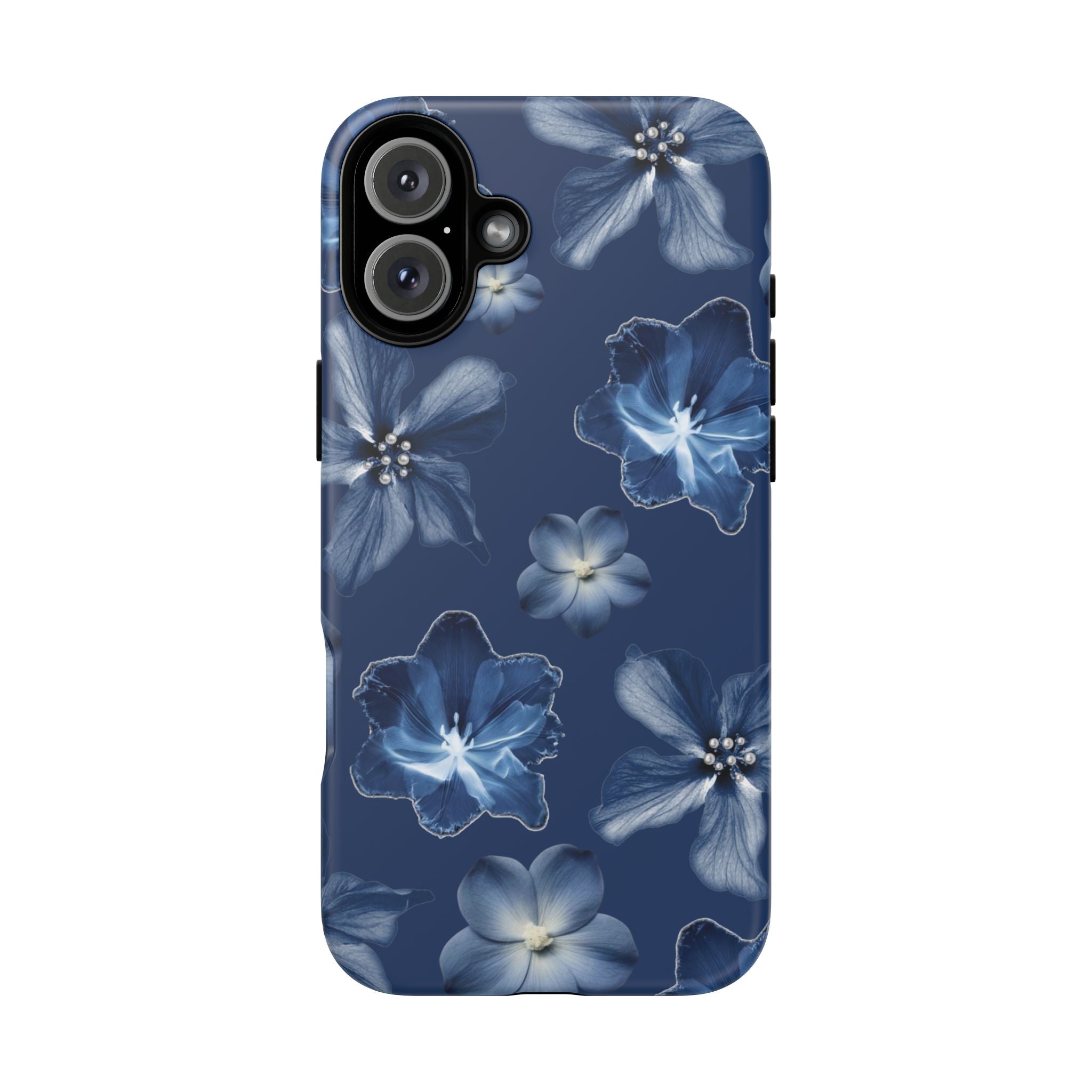 Navy Floral Tough Phone Case — Blue Bloom Protective Cover