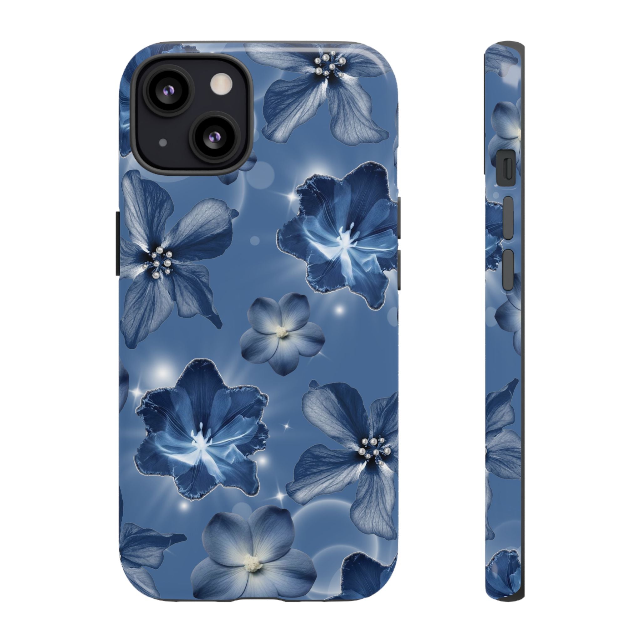 Blue Floral Tough Phone Case — Protective Blossom Design