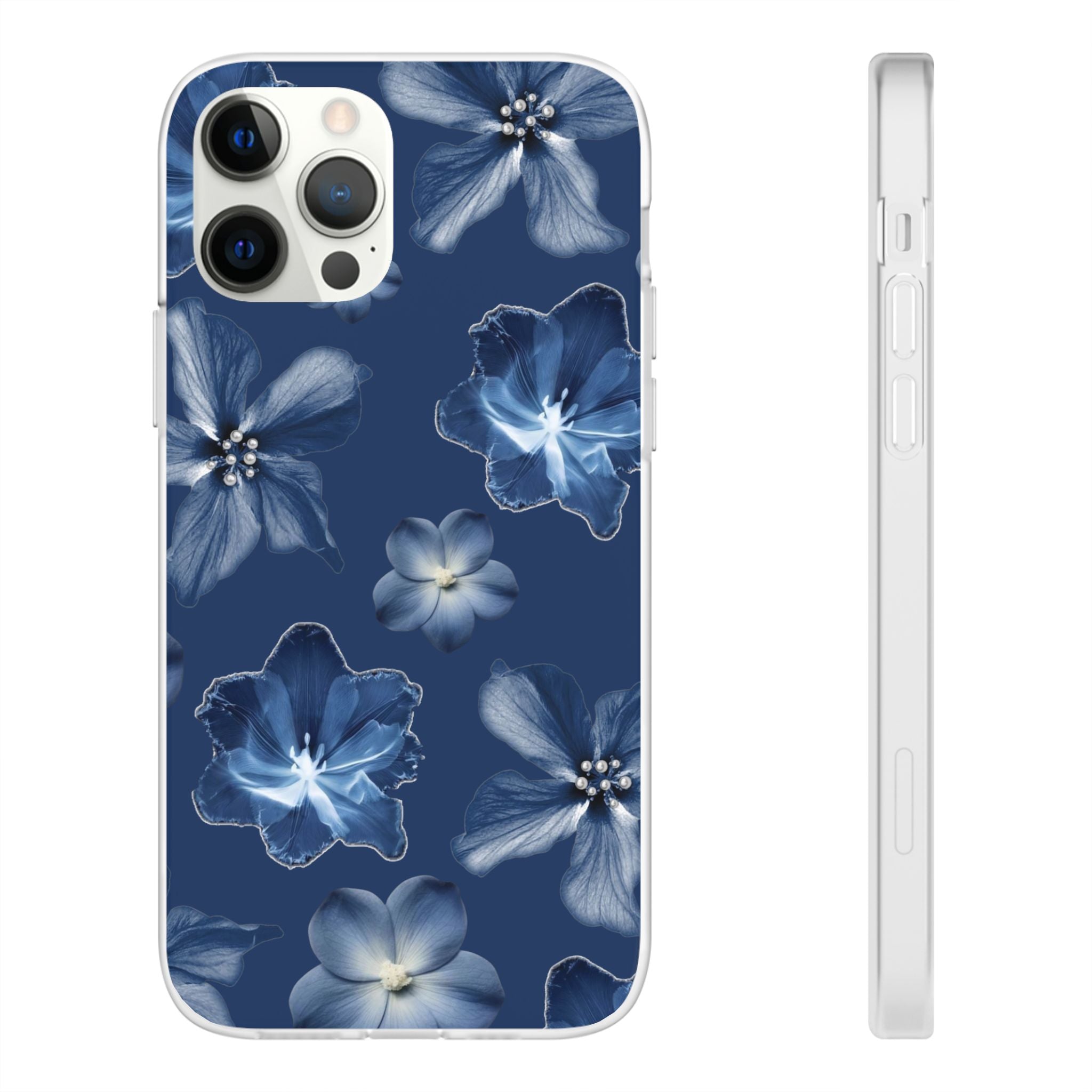 Floral Blue Phone Case — Navy Watercolor Blossom Flexi Case
