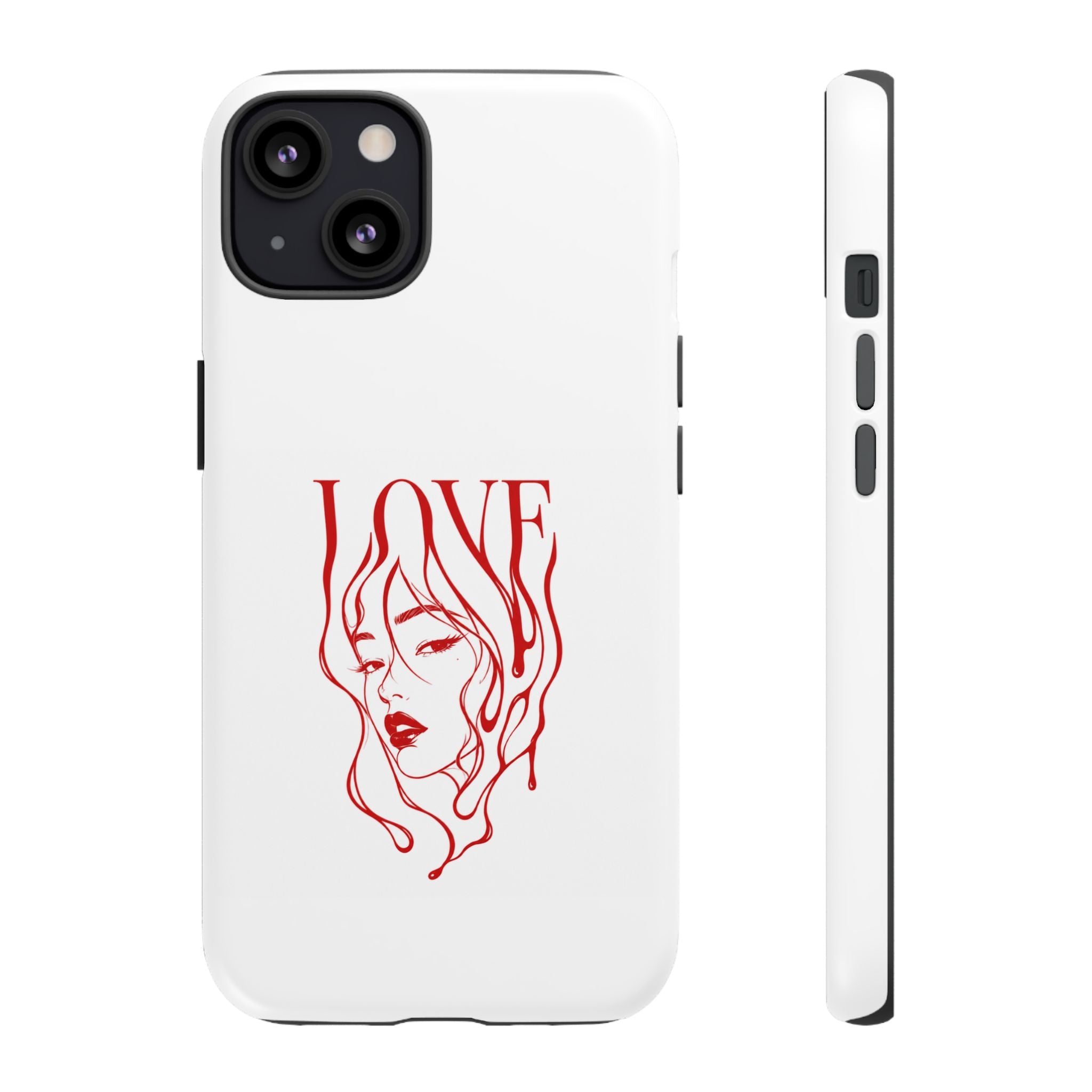 Red Line Art 'Love' Face Design - Tough Case