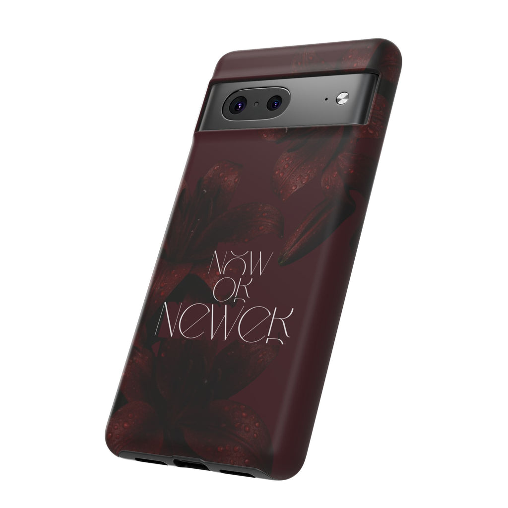 Tough Cases – Burgundy Floral “Now or Never” Protective Phone Case