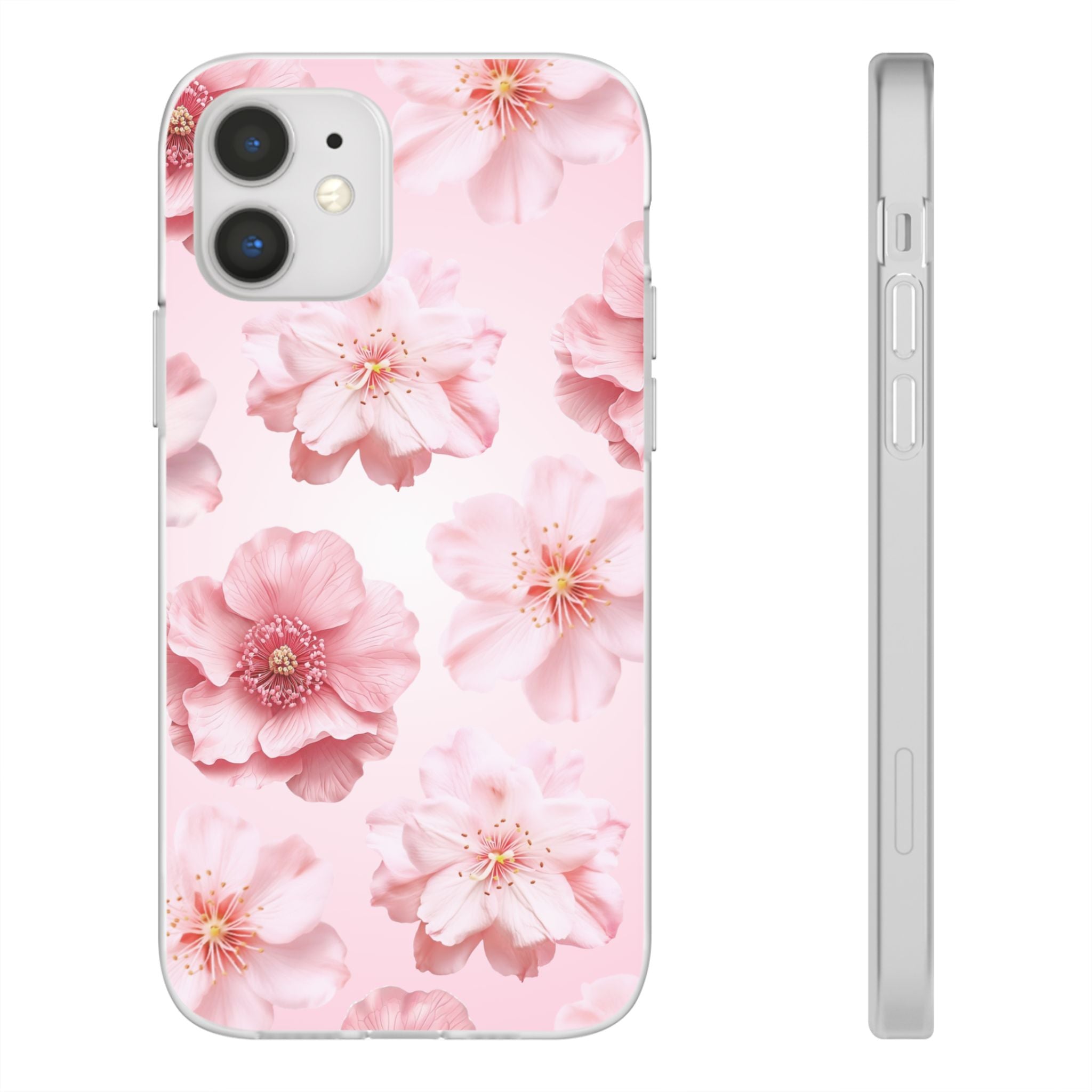 Pink Cherry Blossom Phone Case — Floral Slim Flexi Case for iPhone