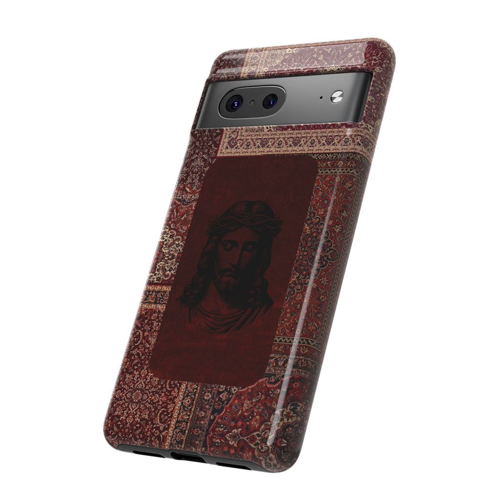 Religious Vintage Rug Phone Case — Jesus Portrait Tough Case