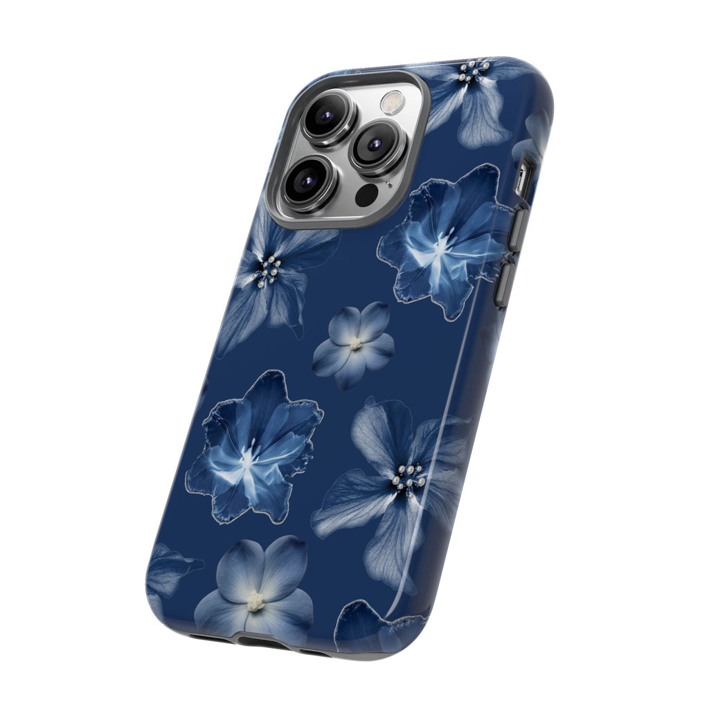 Navy Floral Tough Phone Case — Blue Bloom Protective Cover