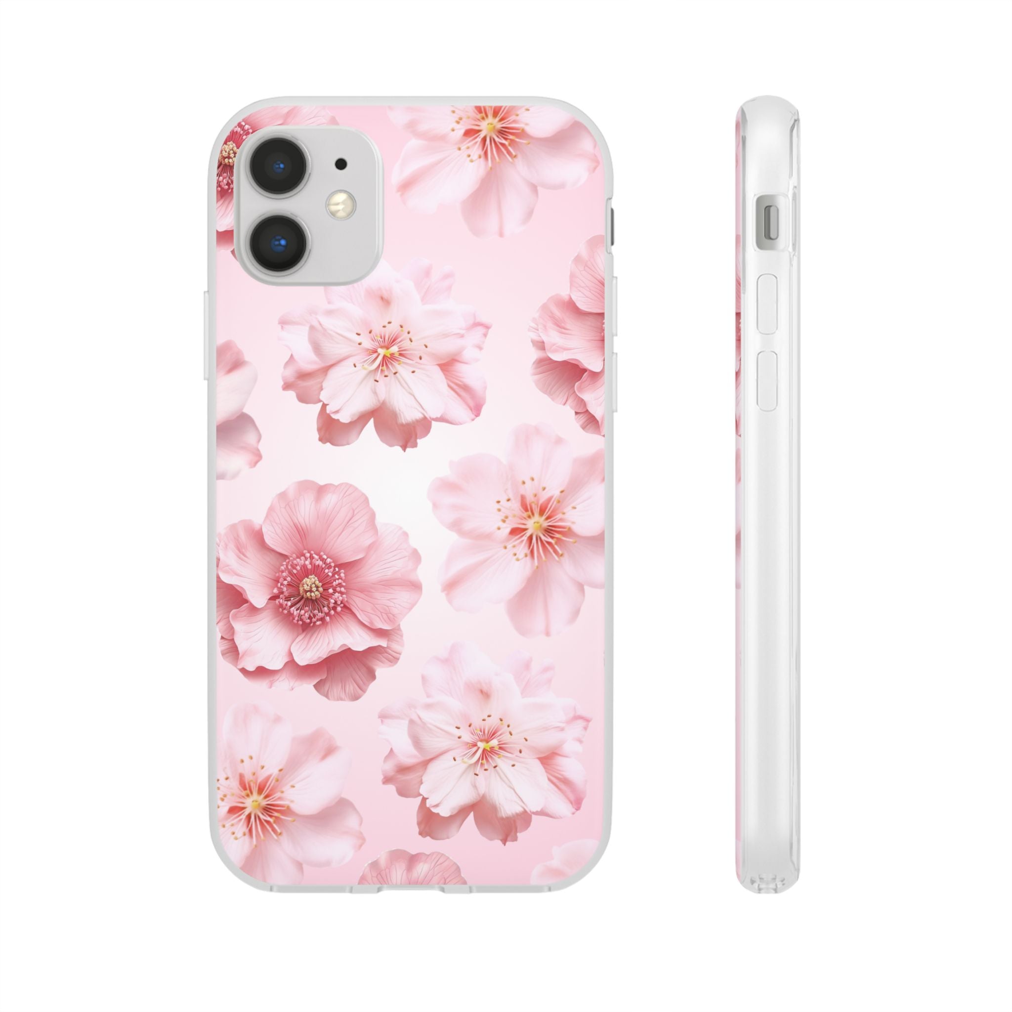 Pink Cherry Blossom Phone Case — Floral Slim Flexi Case for iPhone