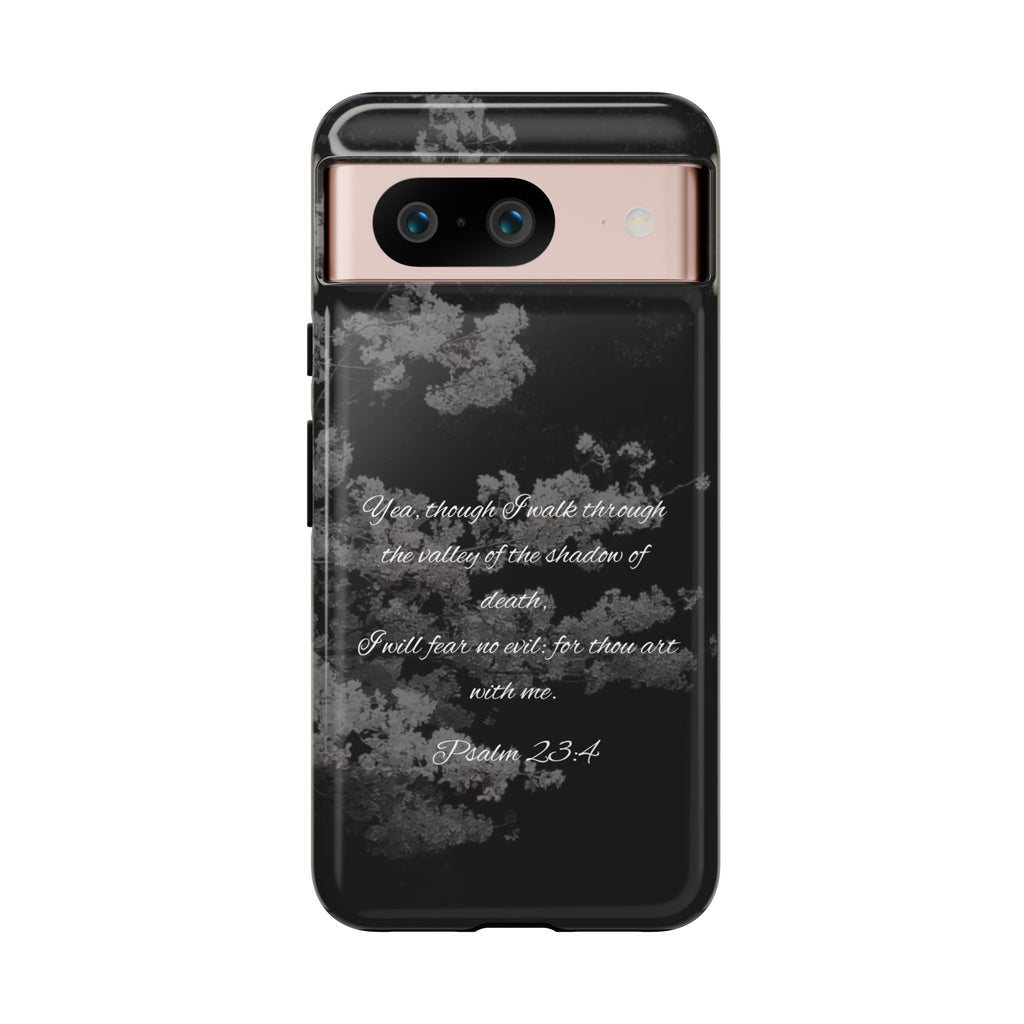Bible Verse Phone Case — Psalm 23:4 Comfort Black Protective Cover
