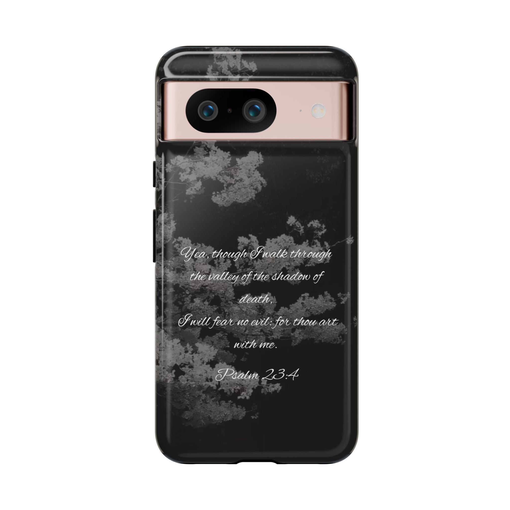 Bible Verse Phone Case — Psalm 23:4 Comfort Black Protective Cover