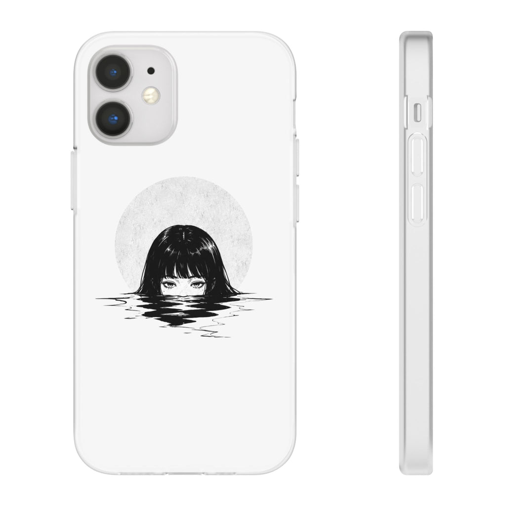Minimalist Creepy Girl Moon Design