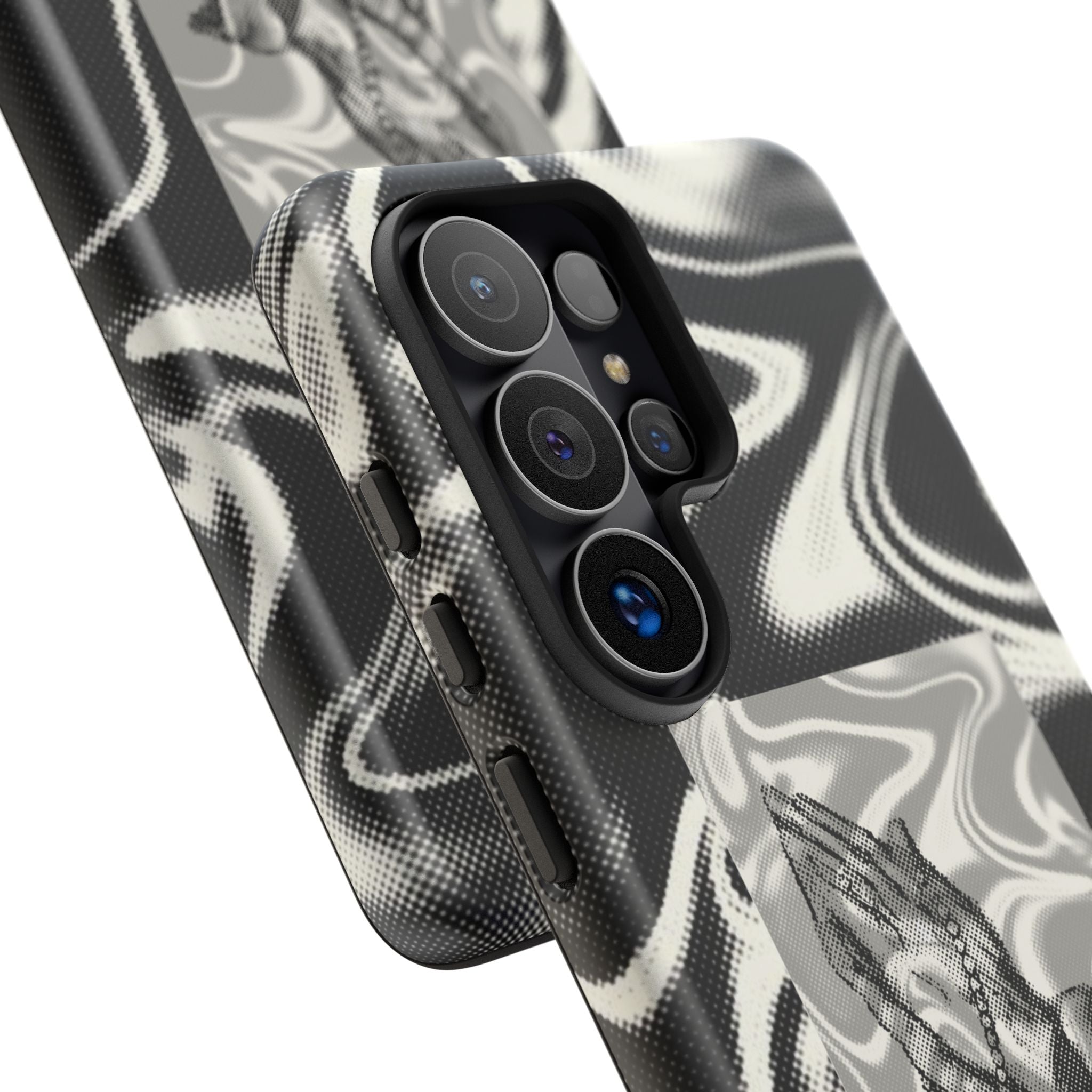 Praying Hands Phone Case – Black White Marble Spiritual Design