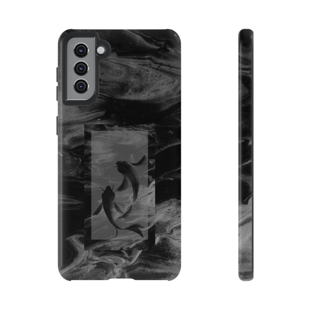 Koi Yin-Yang Marble Phone Case – Black Smoky Art Protection