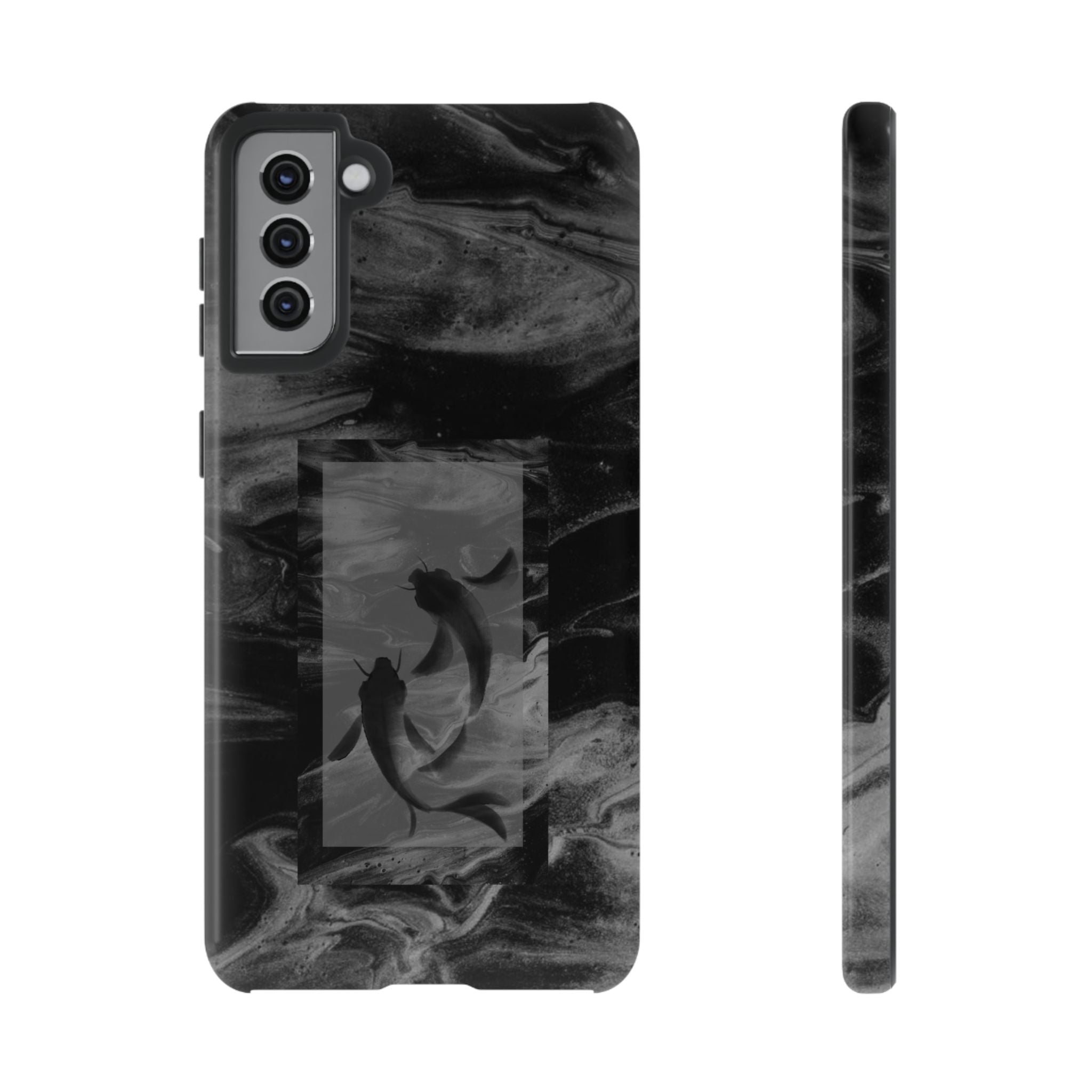 Koi Yin-Yang Marble Phone Case – Black Smoky Art Protection