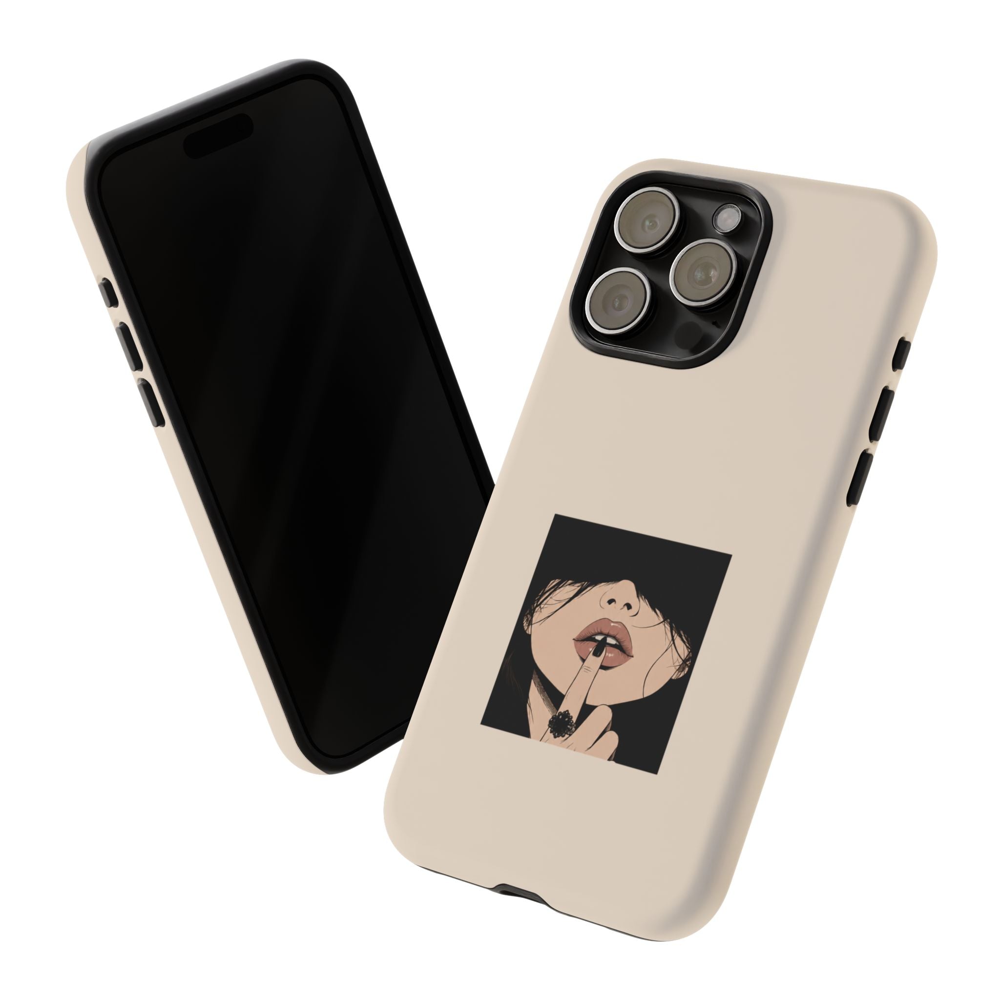 Minimal Anime Girl Shh Design, Edgy Aesthetic Protective Cover
