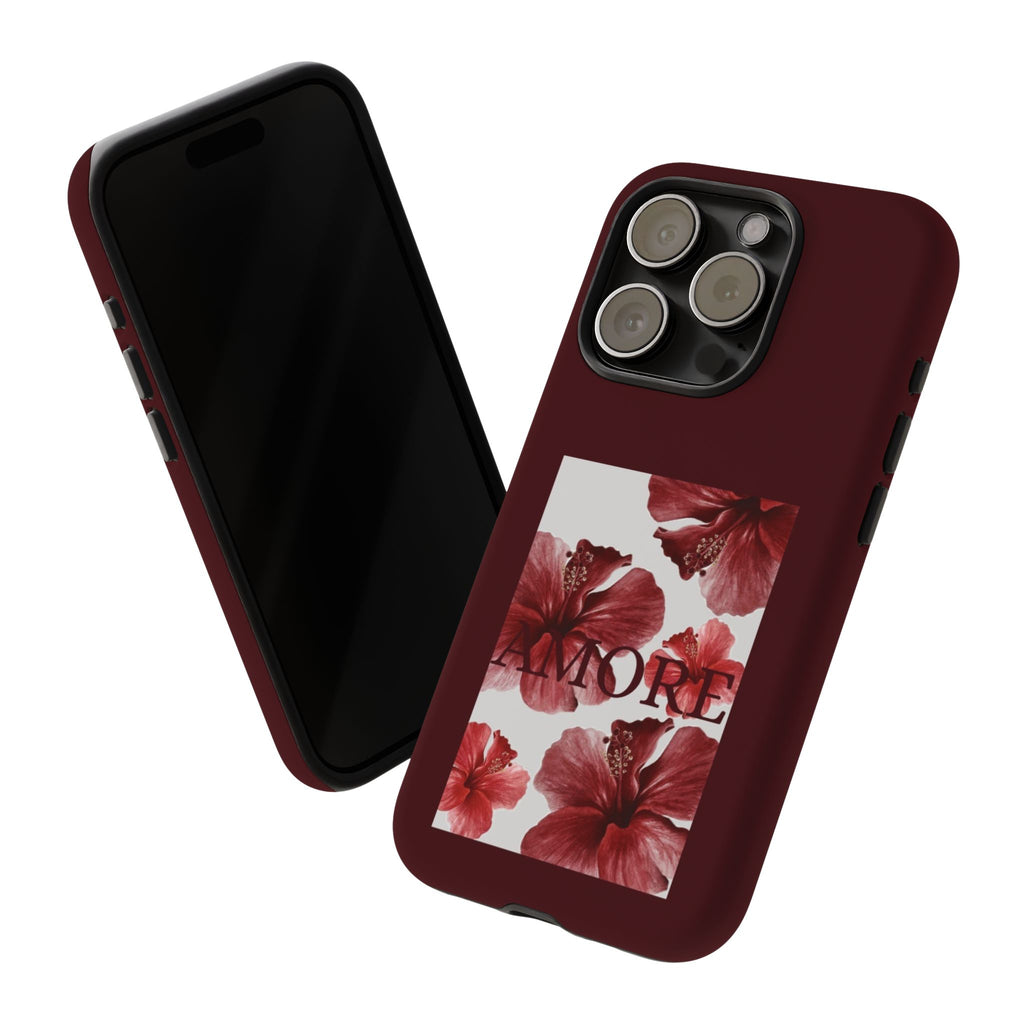 Amore Floral Phone Case — Burgundy Tough Protective Cover