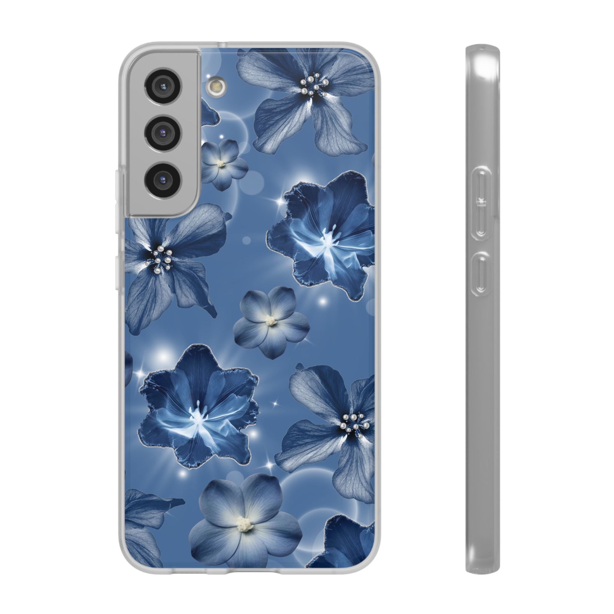 Blue Floral Phone Case — Soft Blue Blossoms Pattern for iPhone
