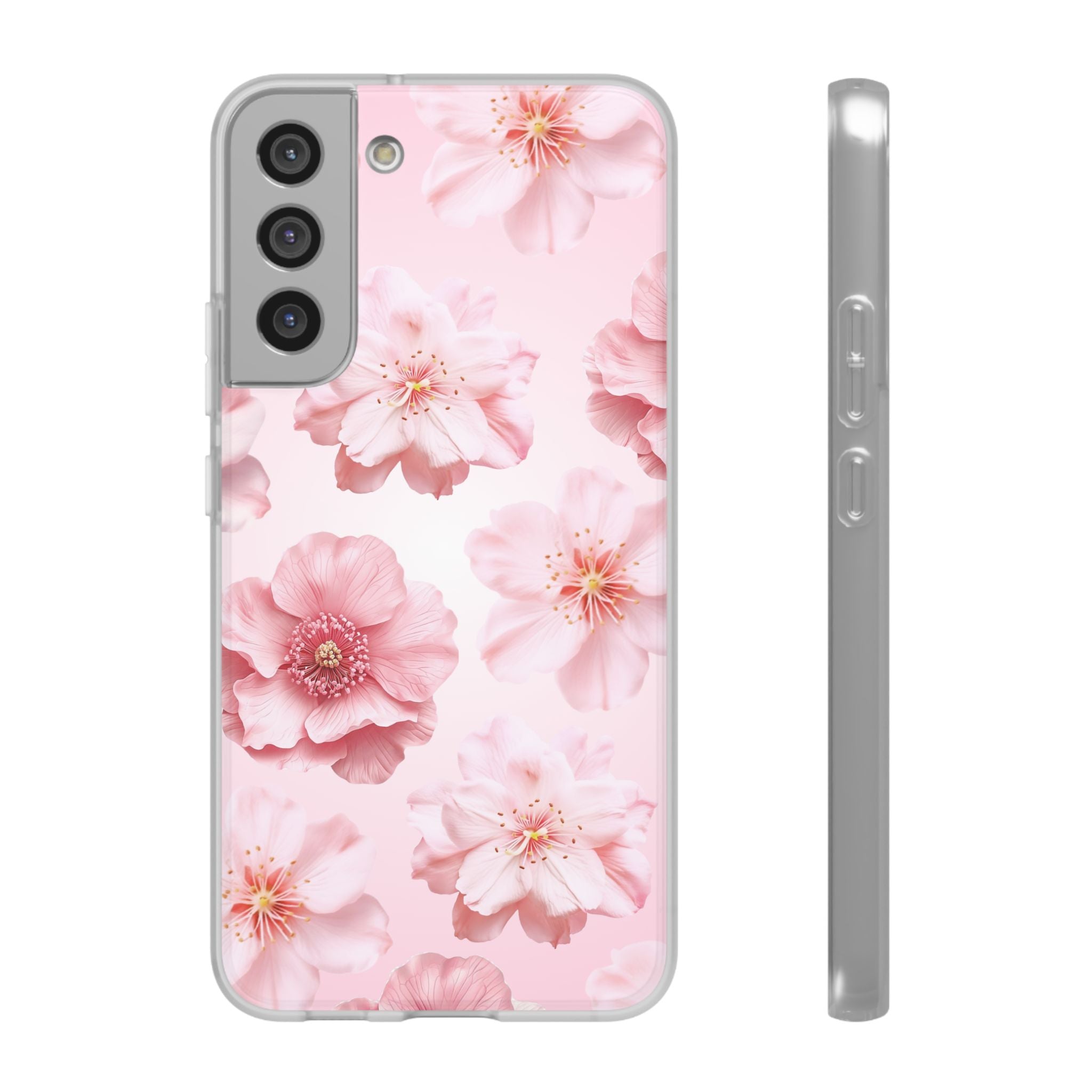 Pink Cherry Blossom Phone Case — Floral Slim Flexi Case for iPhone