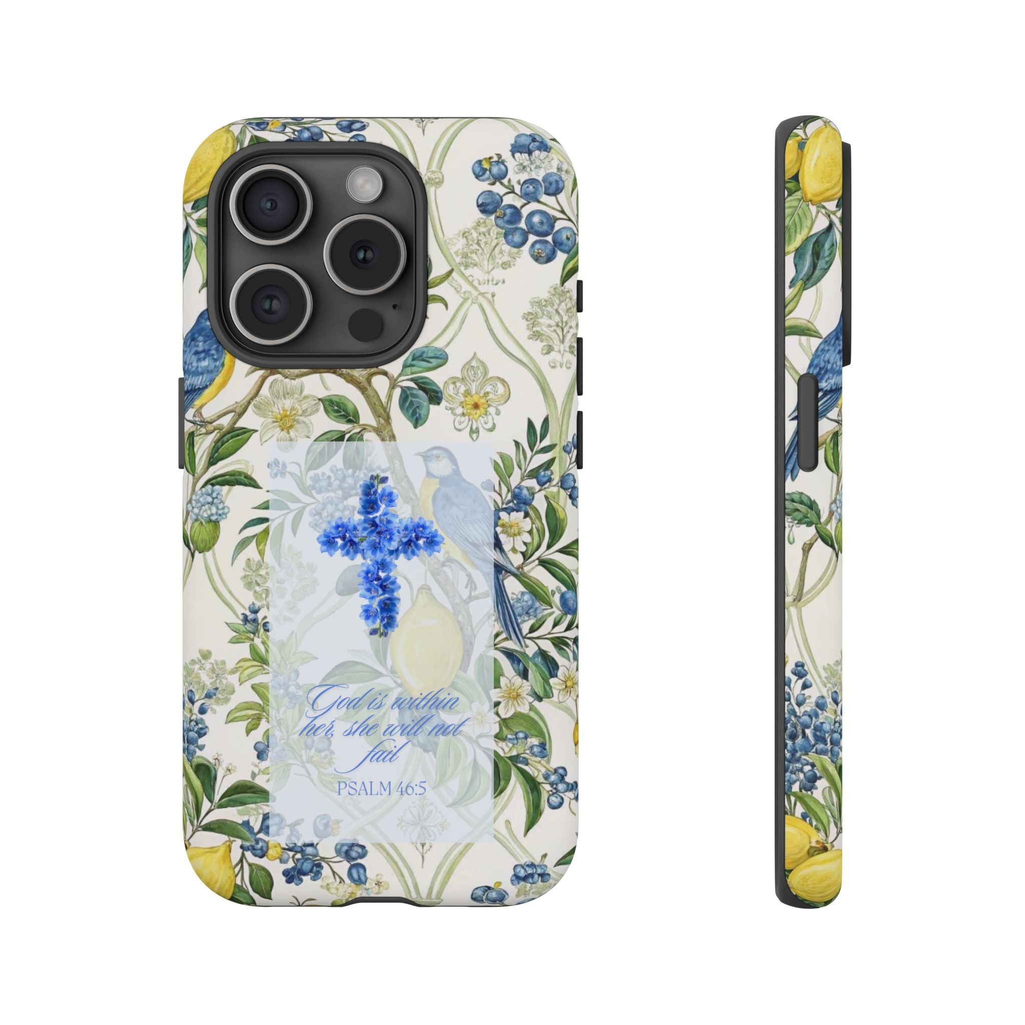 Floral Cross Tough Phone Case — Psalms Blessing Protective Cover